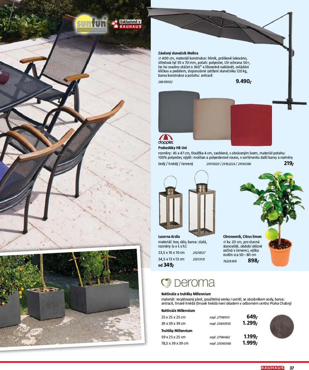 Bauhaus katalog Zahradní nábytek od 01.04.2025 | Strana: 37 | Produkty: Truhlíky, Květináče, Barvy, Slunečník
