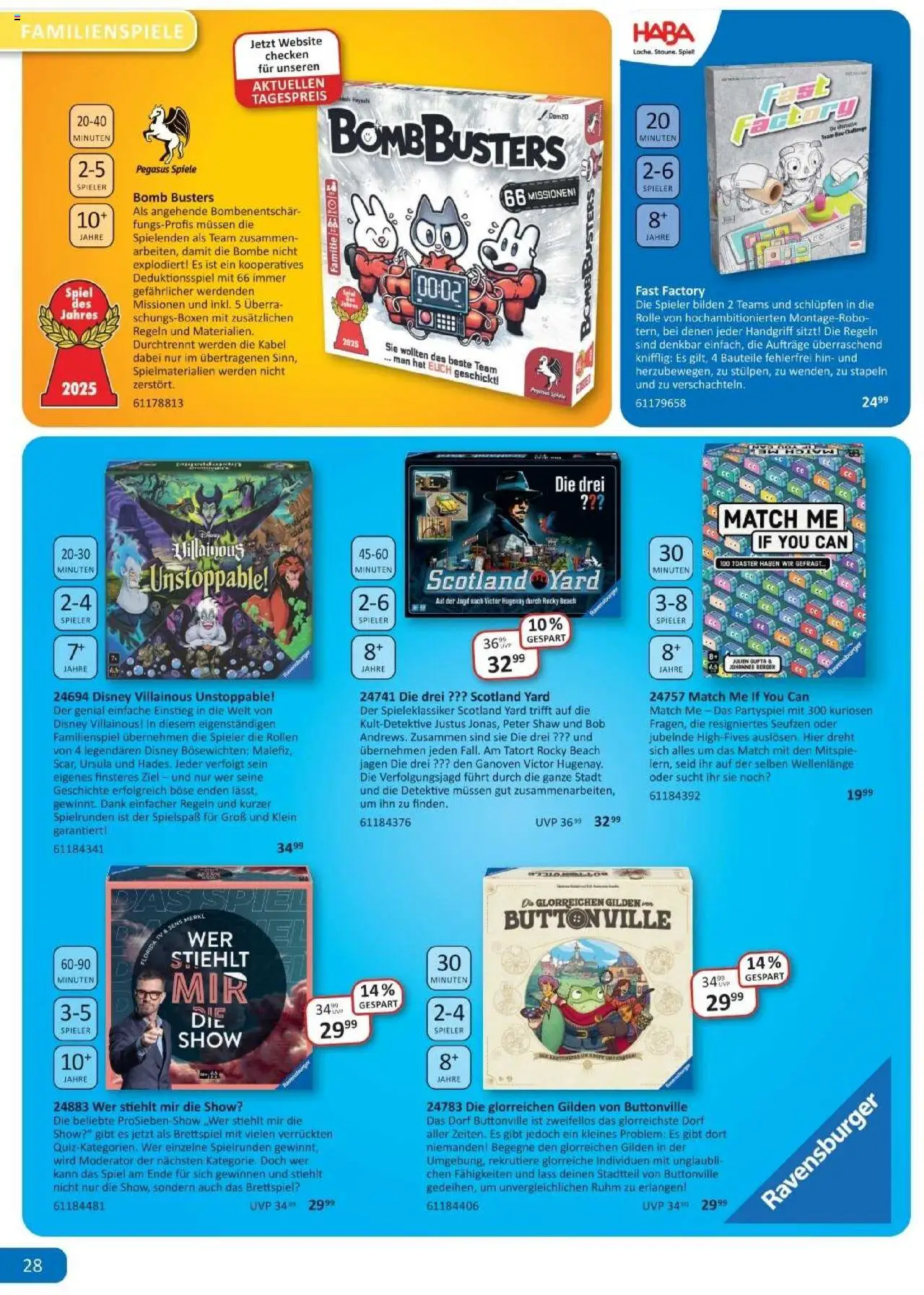 Vedes Prospekt 	 - gültig ab dem 25.08.2025 | Seite: 28 | Produkte: Kabel, Spiel, Toaster, TV