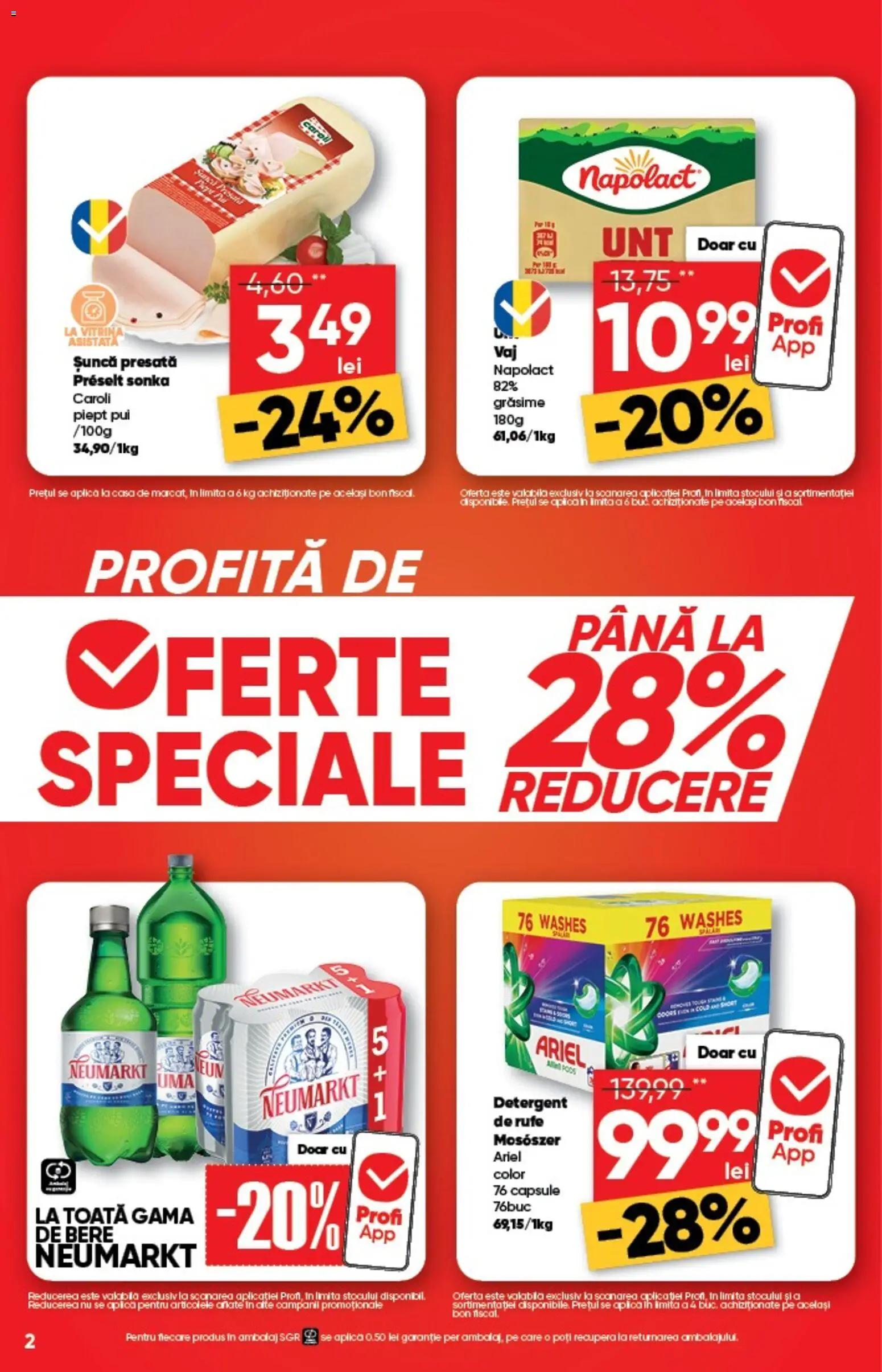Noul catalog Profi – valabil de la 07.01.2026 | Pagină: 2 | Produse: Hacıyatmaz Kedi Oyuncağı, Șuncă, Bere, Detergent