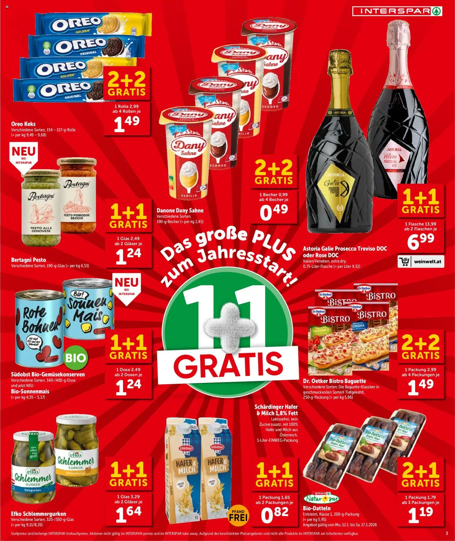 Interspar Flugblatt - Tirol gültig ab 15.01.2026 | Seite: 4 | Produkte: Sahne, Gurken, Jääkaappipakastin, Milch