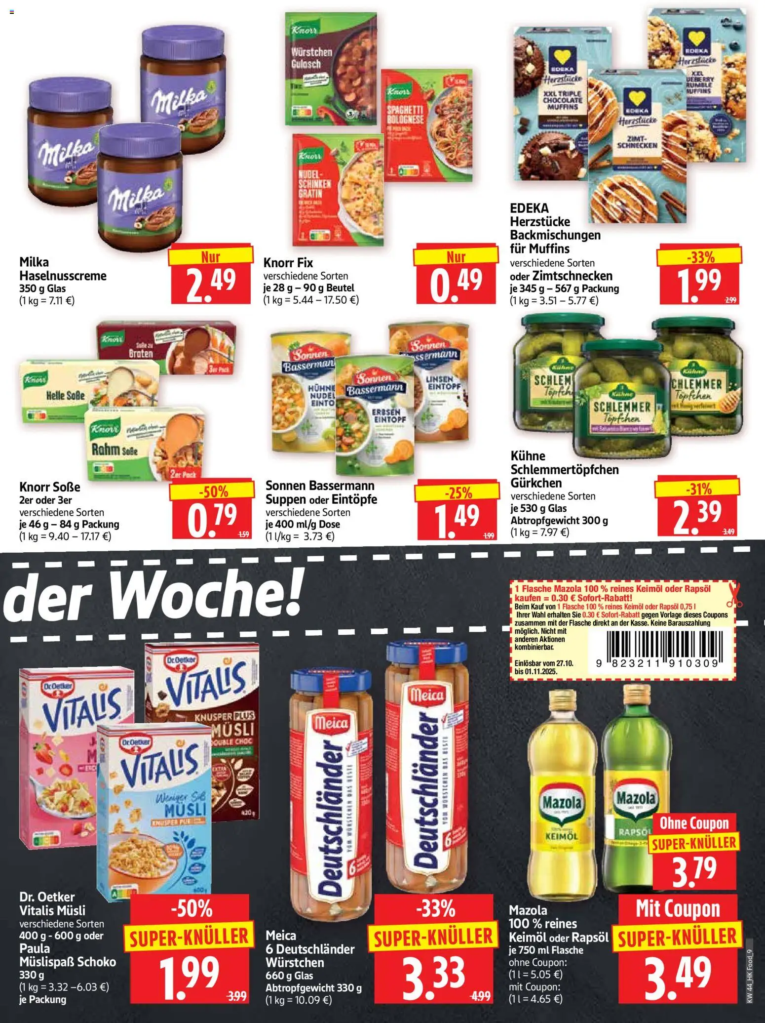 HERKULES Prospekt 	 – gültig ab 27.10.2025 | Seite: 9 | Produkte: Rapsöl, Knorr, Soße, Gulasch