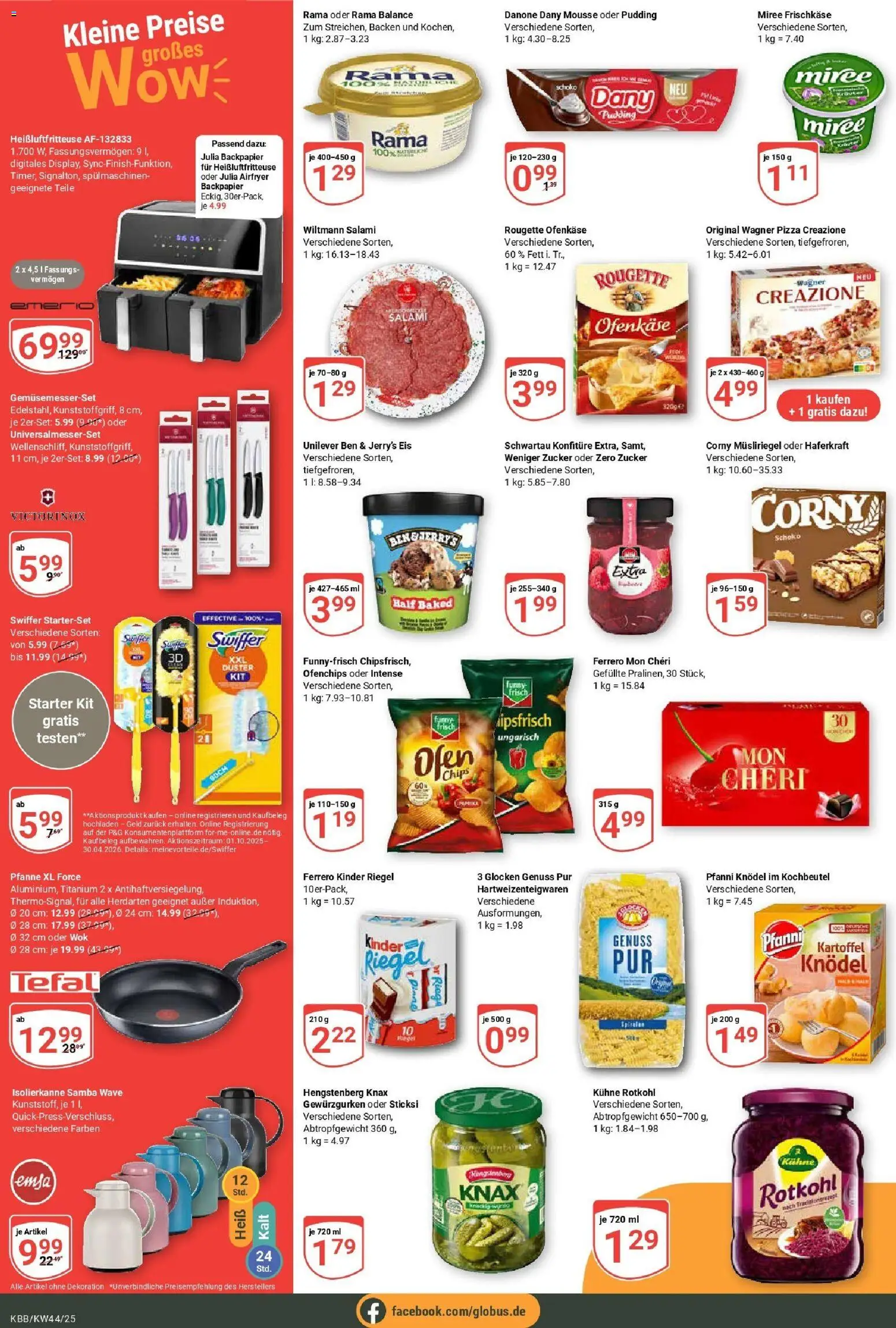 Globus prospekt Koblenz-Bubenheim	 – gültig ab 26.10.2025 | Seite: 4 | Produkte: Kinder riegel, Wagner pizza, Frischkase, Mon cheri