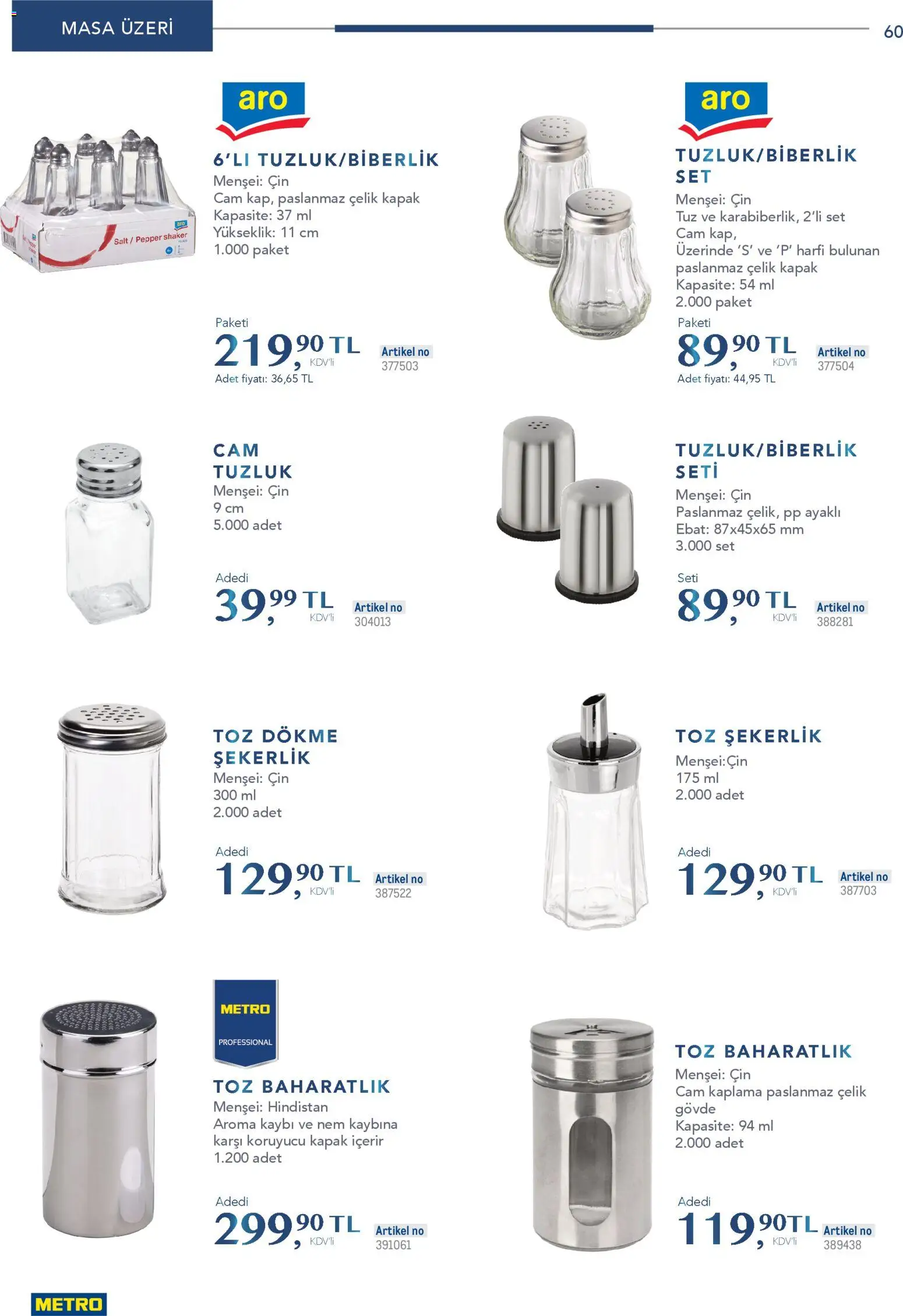 Metro - Profesyonel Çözümler - 26.12.2025 tarihinden itibaren geçerlidir | Sayfa: 60 | Ürünler: Şekerlik, Baharatlık, Cin, Tuz