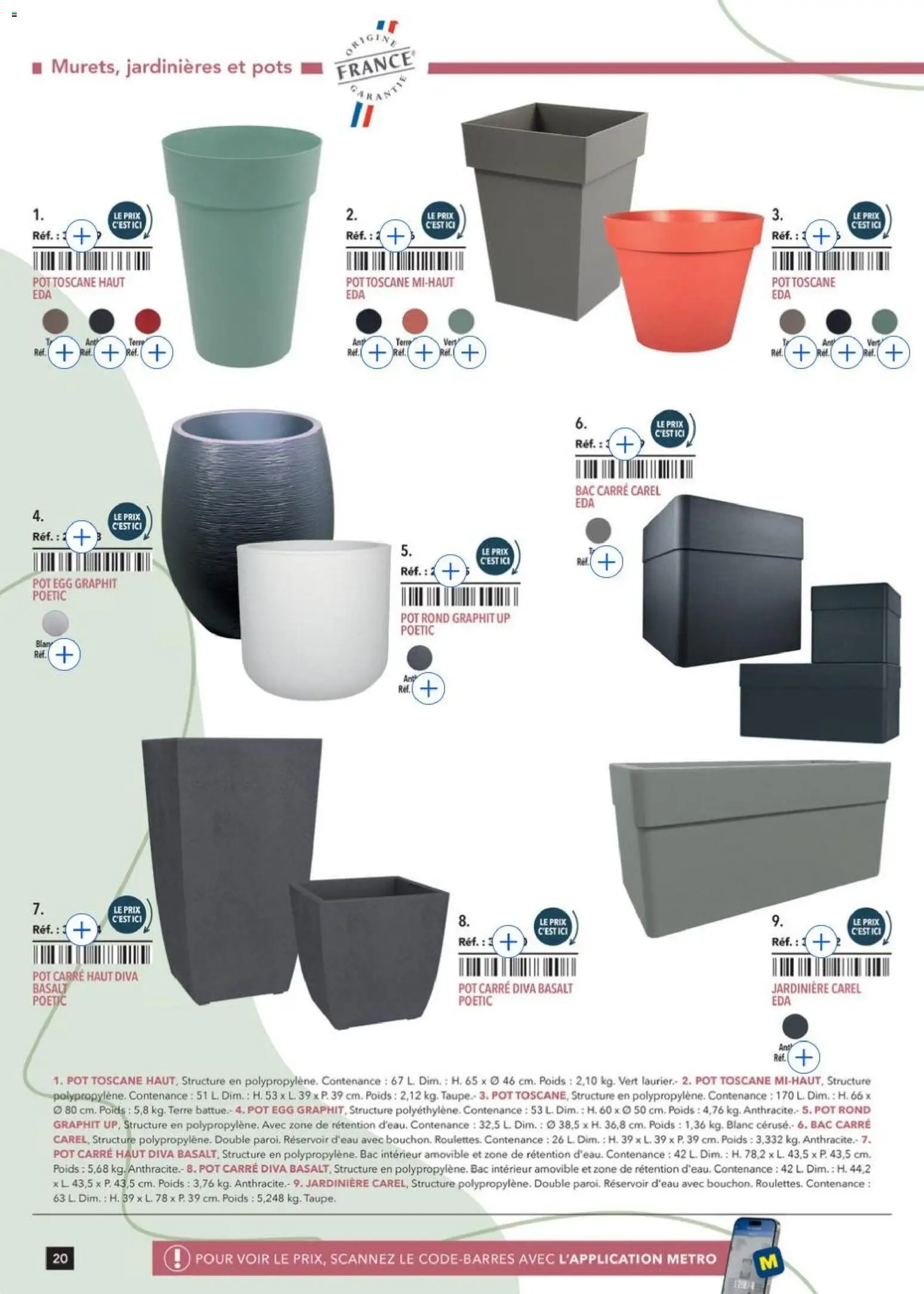 {H1} | Page: 20 | Produits: Poids, Jardinière, Réservoir d'eau