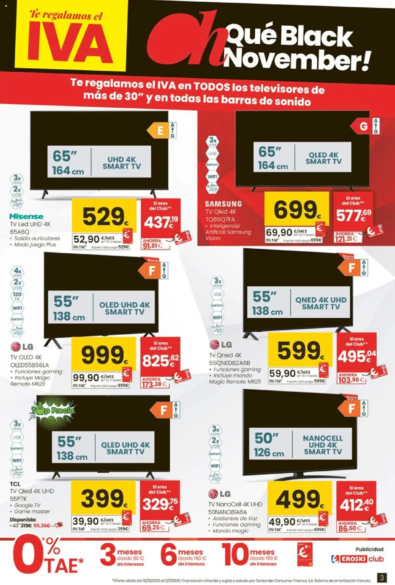 Eroski - Black Friday │ válido desde el 30.10.2025 | Página: 3 | Productos: Barras de sonido, Té, Auriculares