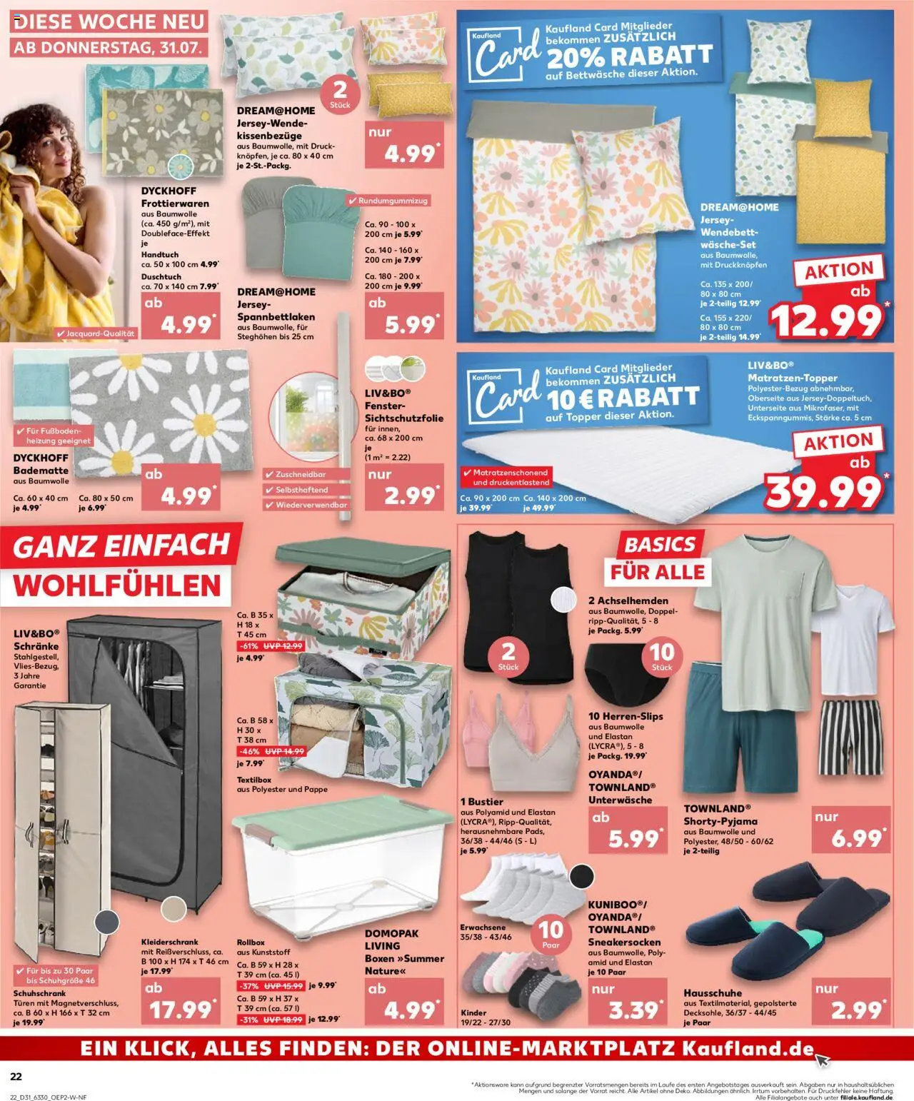 Kaufland prospekt Kiel	 - gültig ab dem 31.07.2025 | Seite: 22 | Produkte: Bralette, Kleiderschrank, Topper, Hausschuhe