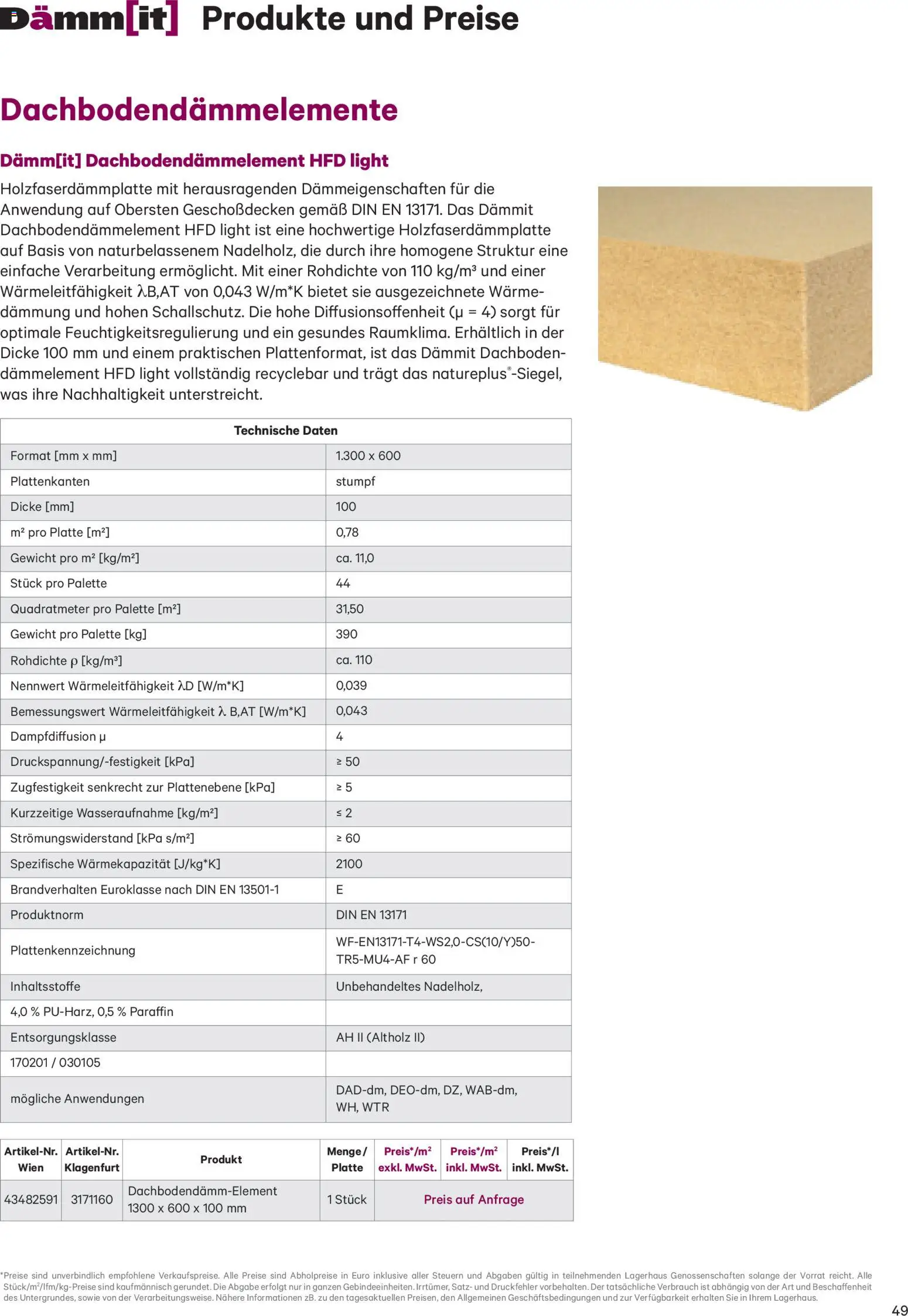 Lagerhaus Dämm[it] Folder gültig ab 02.01.2026 | Seite: 49 | Produkte: Gewicht