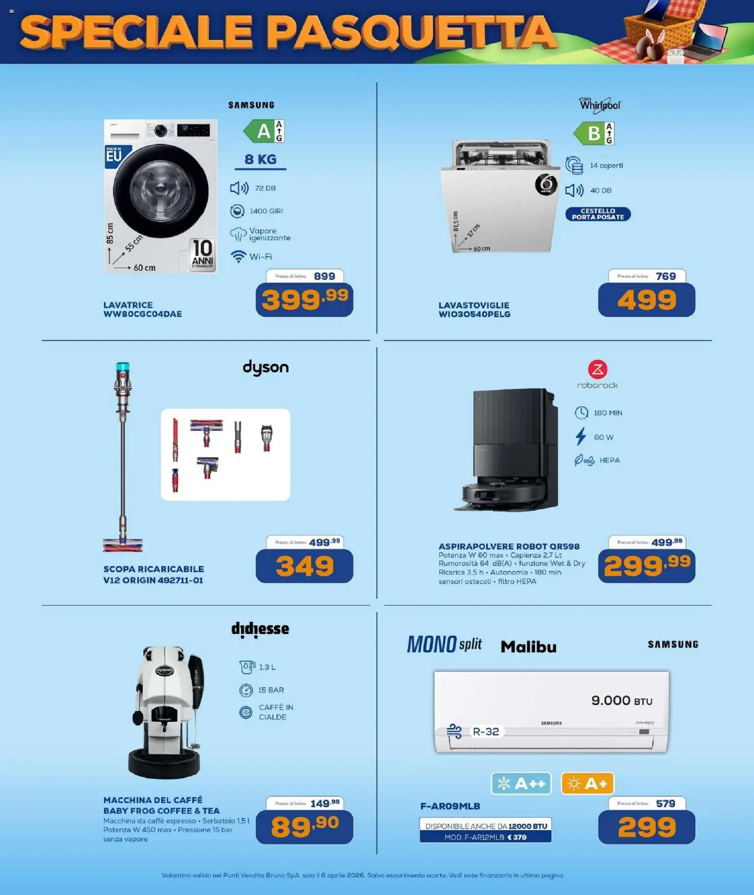 Volantino BRUNO del 06.04.2026 | Pagina: 4 | Prodotti: Scopa, Aspirapolvere, Robot, Samsung