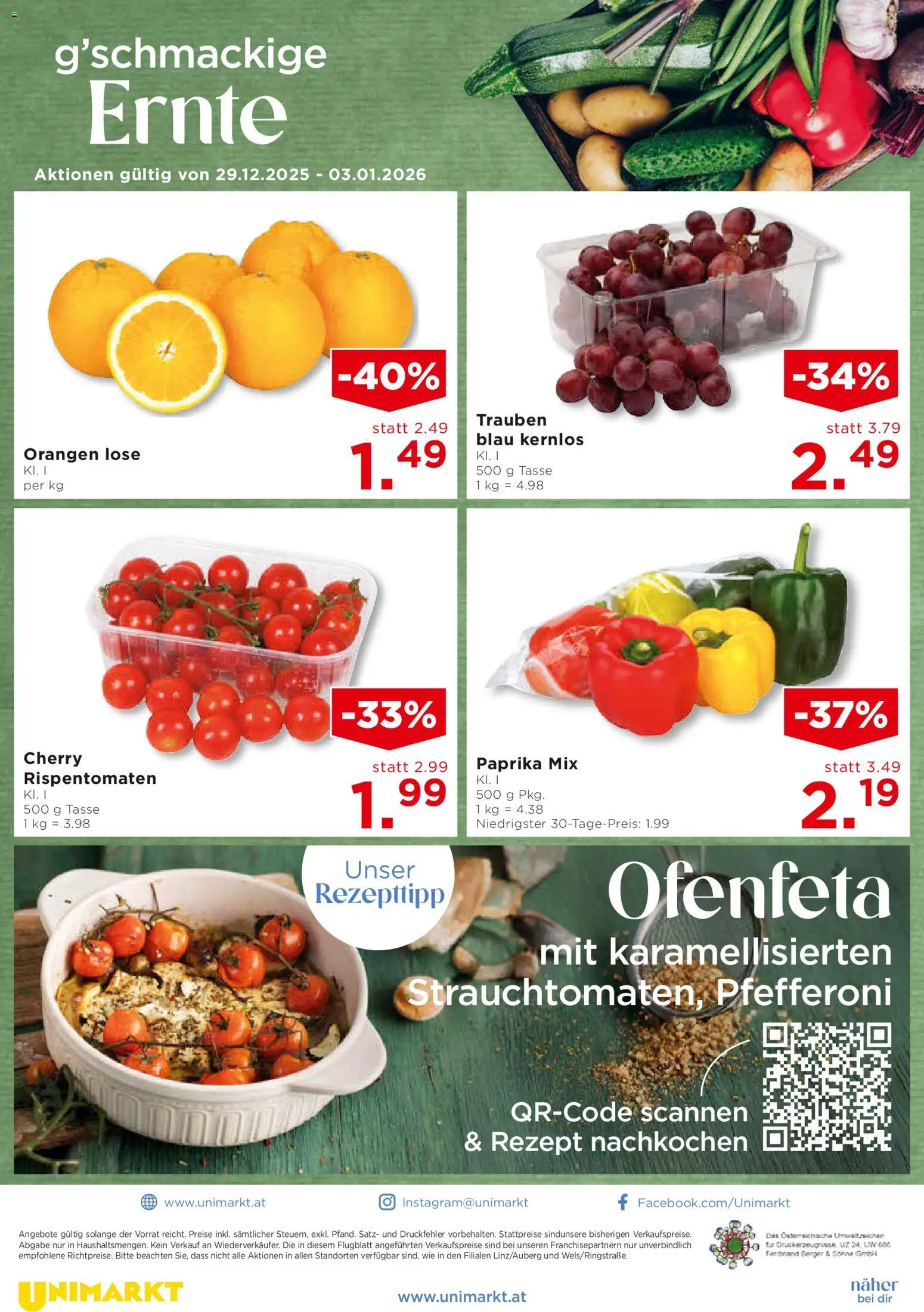 Unimarkt Flugblatt gültig ab 30.12.2025 | Seite: 12 | Produkte: Orangen