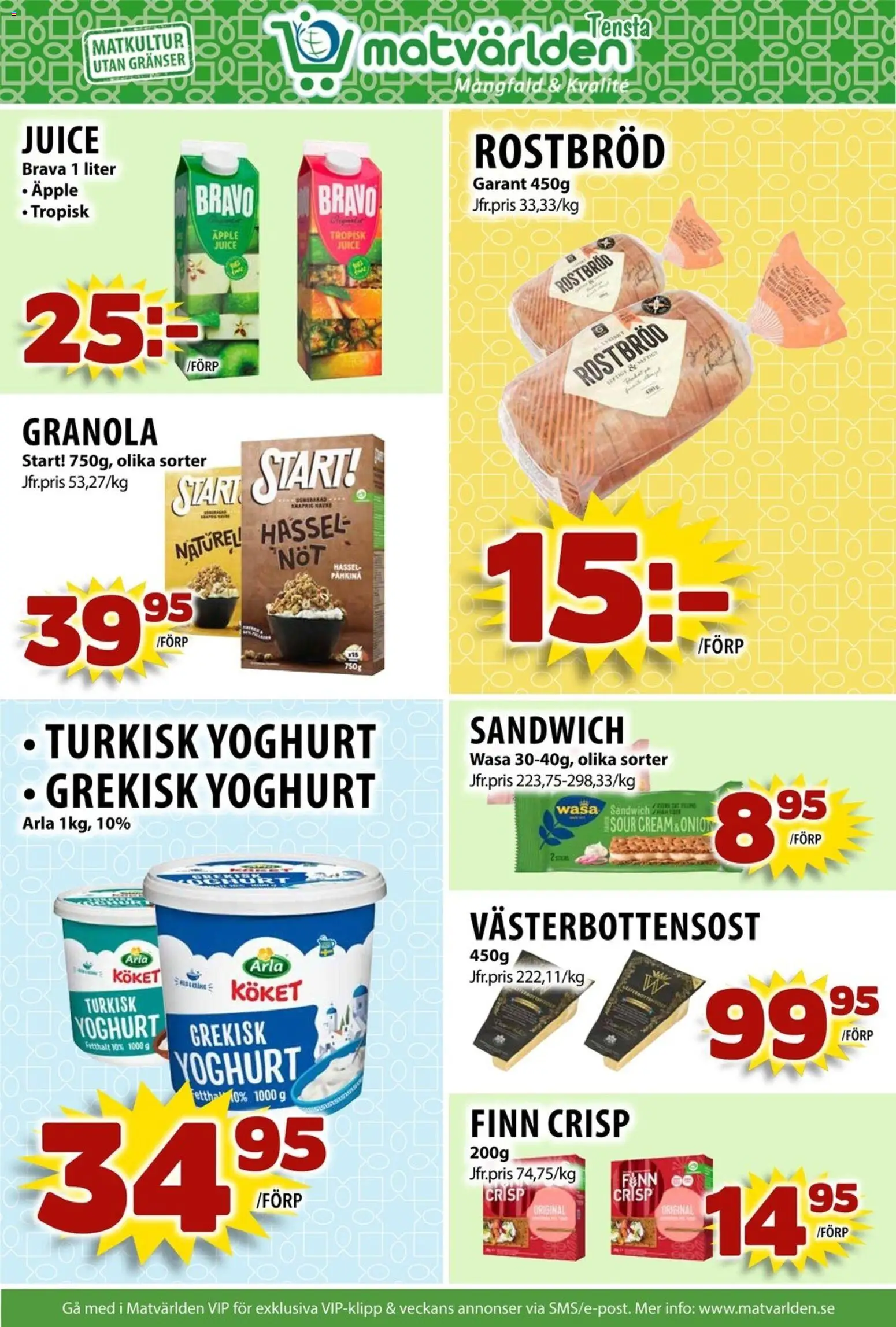 Matvärlden reklamblad aktuell från 27.10.2025 | Sida: 4 | Produkter: Sandwich, Yoghurt, Äpple, Granola