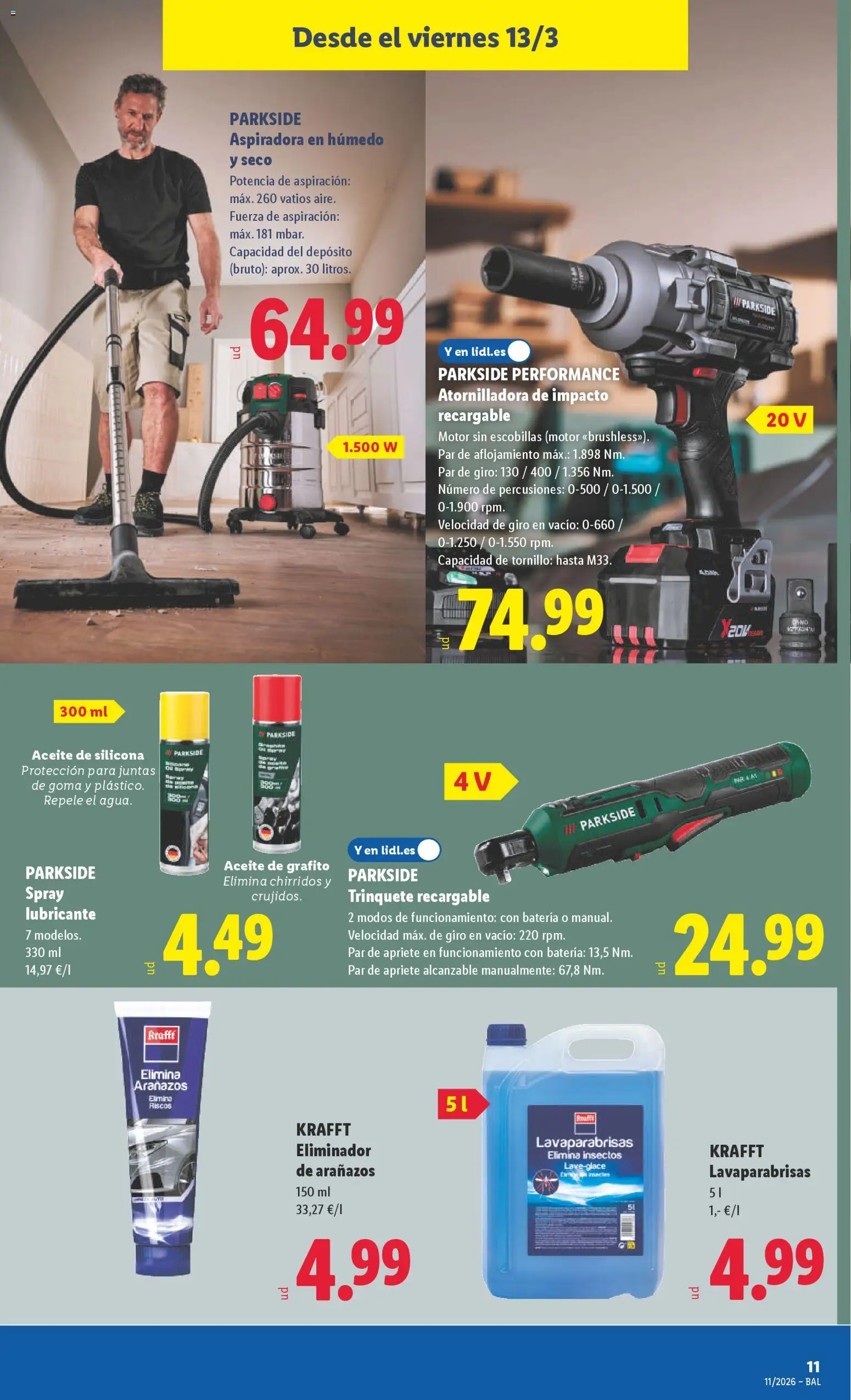 Lidl folleto de bazar │ válido desde el 09.03.2026 | Página: 23 | Productos: Noodles αυγού, Aceite, Aspiradora, Batería