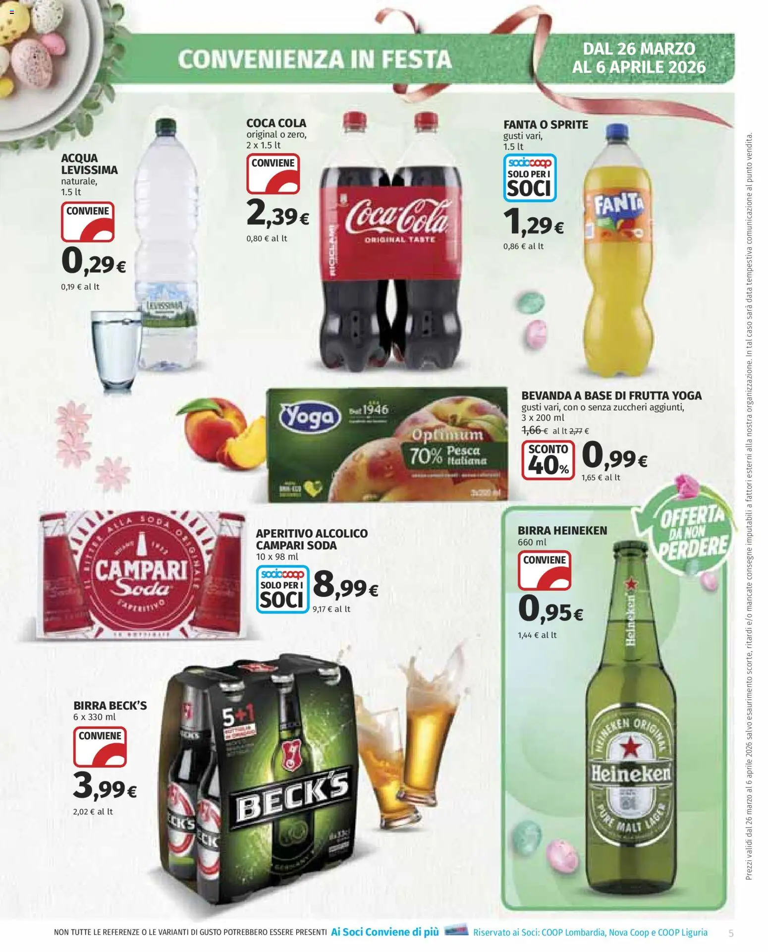 Volantino COOP del 26.03.2026 | Pagina: 5 | Prodotti: Acqua, Pesca, Coca Cola, Aperitivo