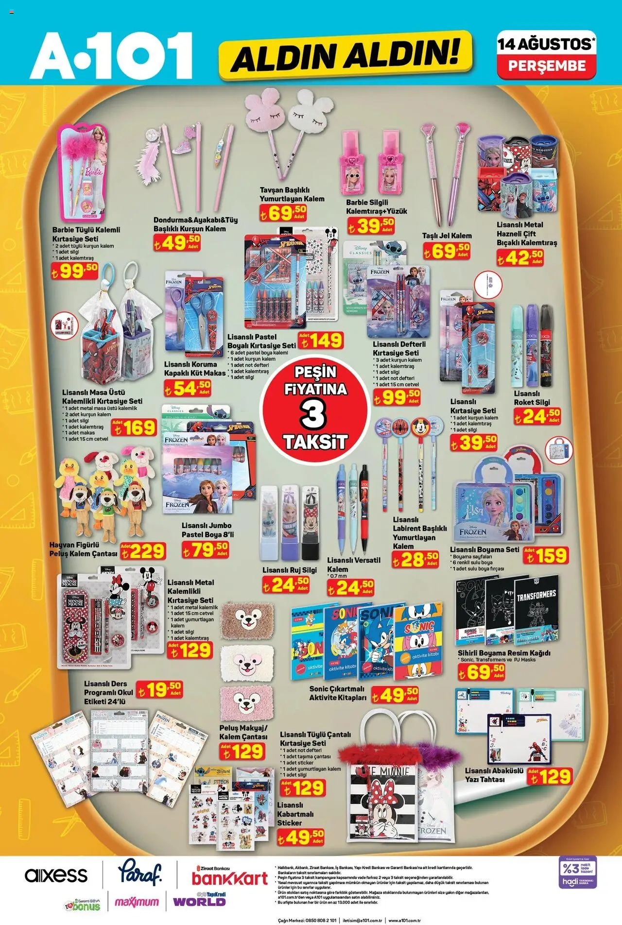 A101 Katalog Aldın Aldın - 14.08.2025 tarihinden itibaren geçerlidir | Sayfa: 7 | Ürünler: Masa, Yazı tahtası, Sulu boya, Boya kalemi