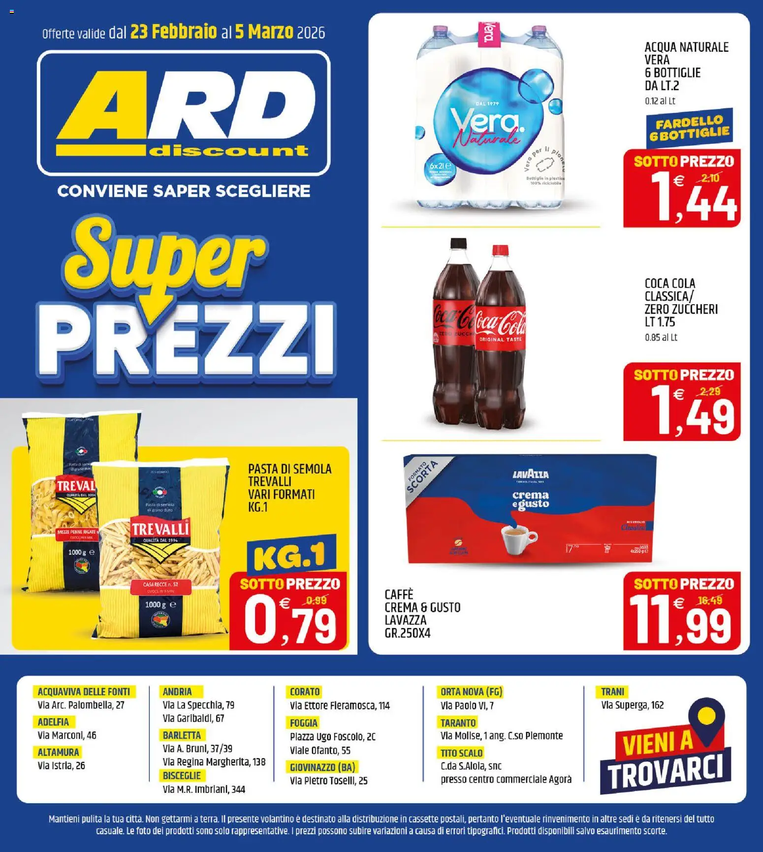 Volantino ARD Discount del 23.02.2026 | Pagina: 20 | Prodotti: Crema, Caffè, Acqua naturale, Coca Cola