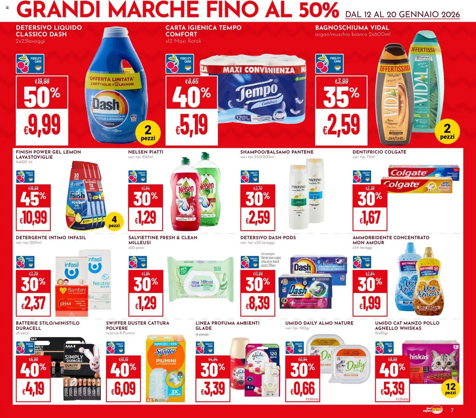 Volantino Pan del 12.01.2026 | Pagina: 7 | Prodotti: Carta igienica, Bagnoschiuma, Ammorbidente, Intimo