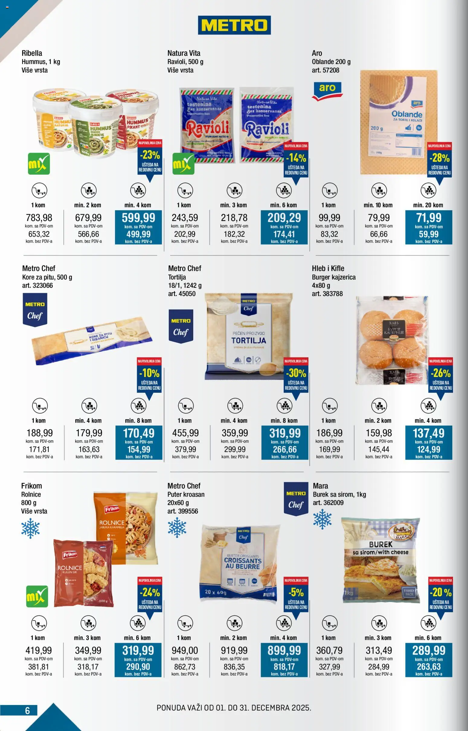 Metro katalog - važi od 01.12.2025 | Strana: 6 | Proizvode: Burger, Kulen, Puter, Hleb