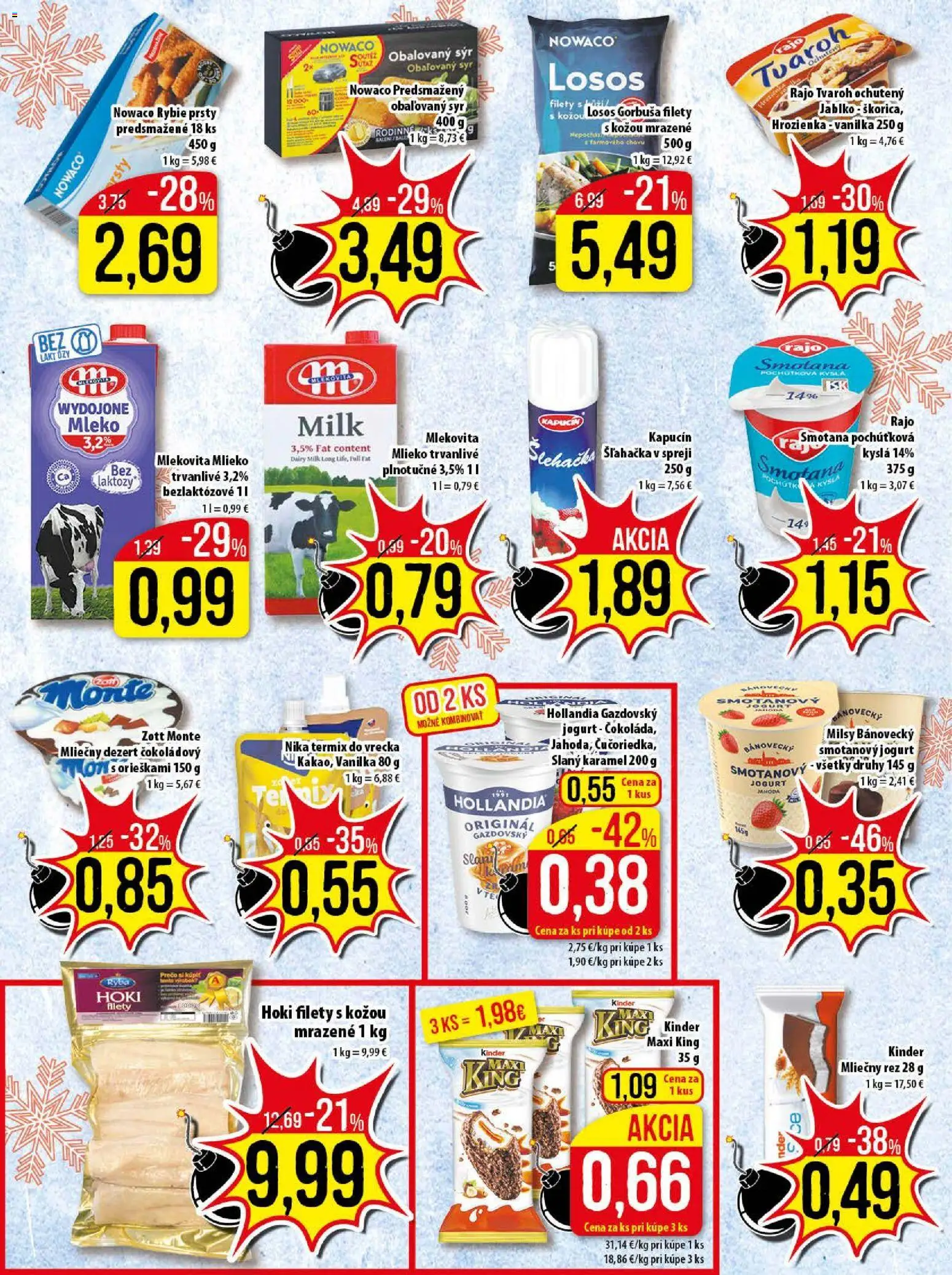 Nové Klas akcie – leták je platný od 08.12.2025 | Strana: 8 | Produkty: Mlieko, Smotana, Kinder, Hrozienka
