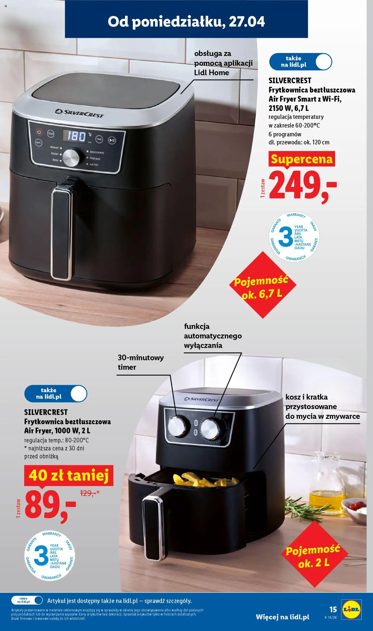 Lidl Katalog od 27.04.2026 | Strona: 17 | Produkty: Frytkownica, Frytkownica beztłuszczowa, Kosz