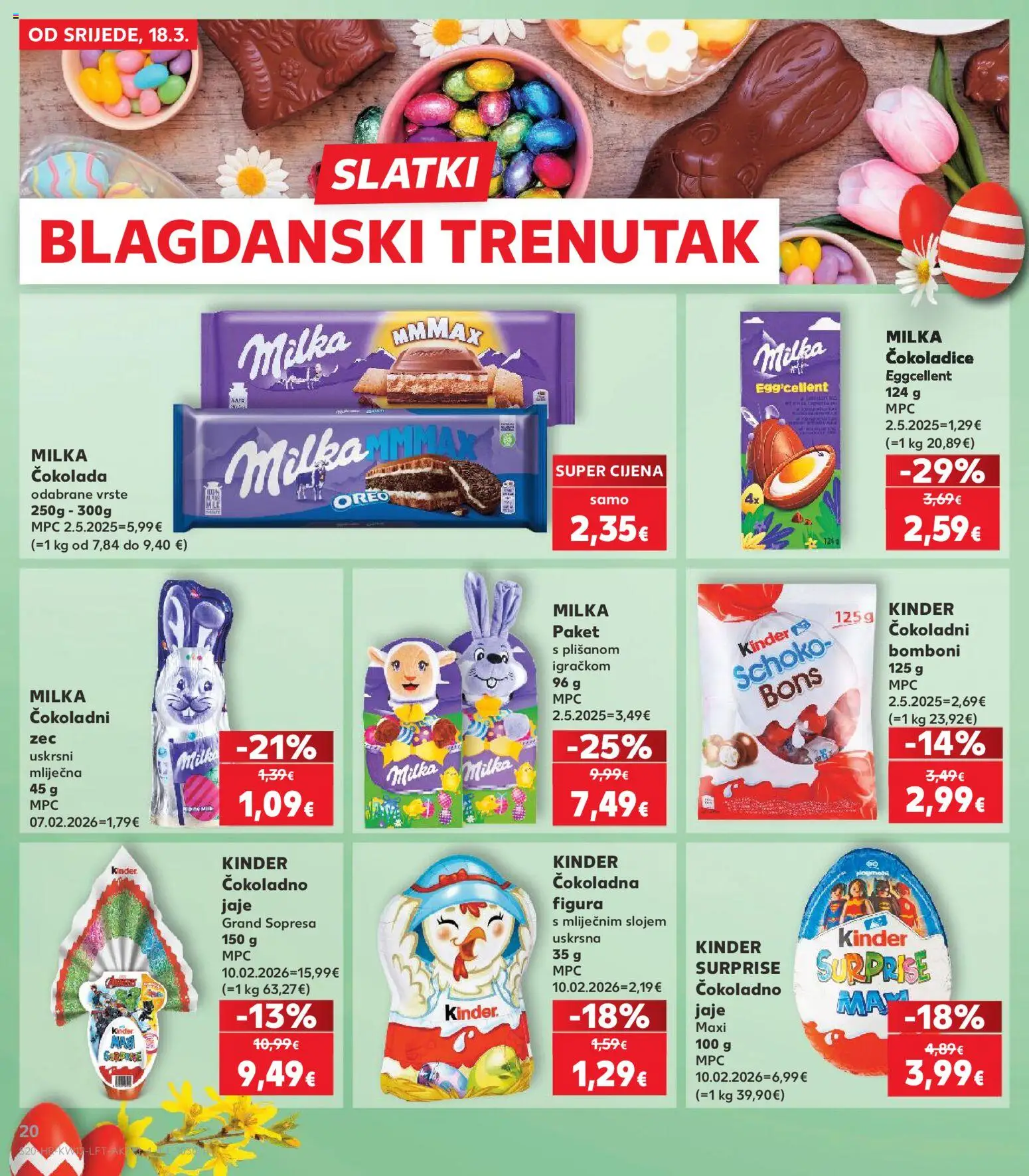 Kaufland katalog | vrijedi od 18.03.2026 | Stranica: 20 | Proizvodi: Čokolada, Bomboni, Milka