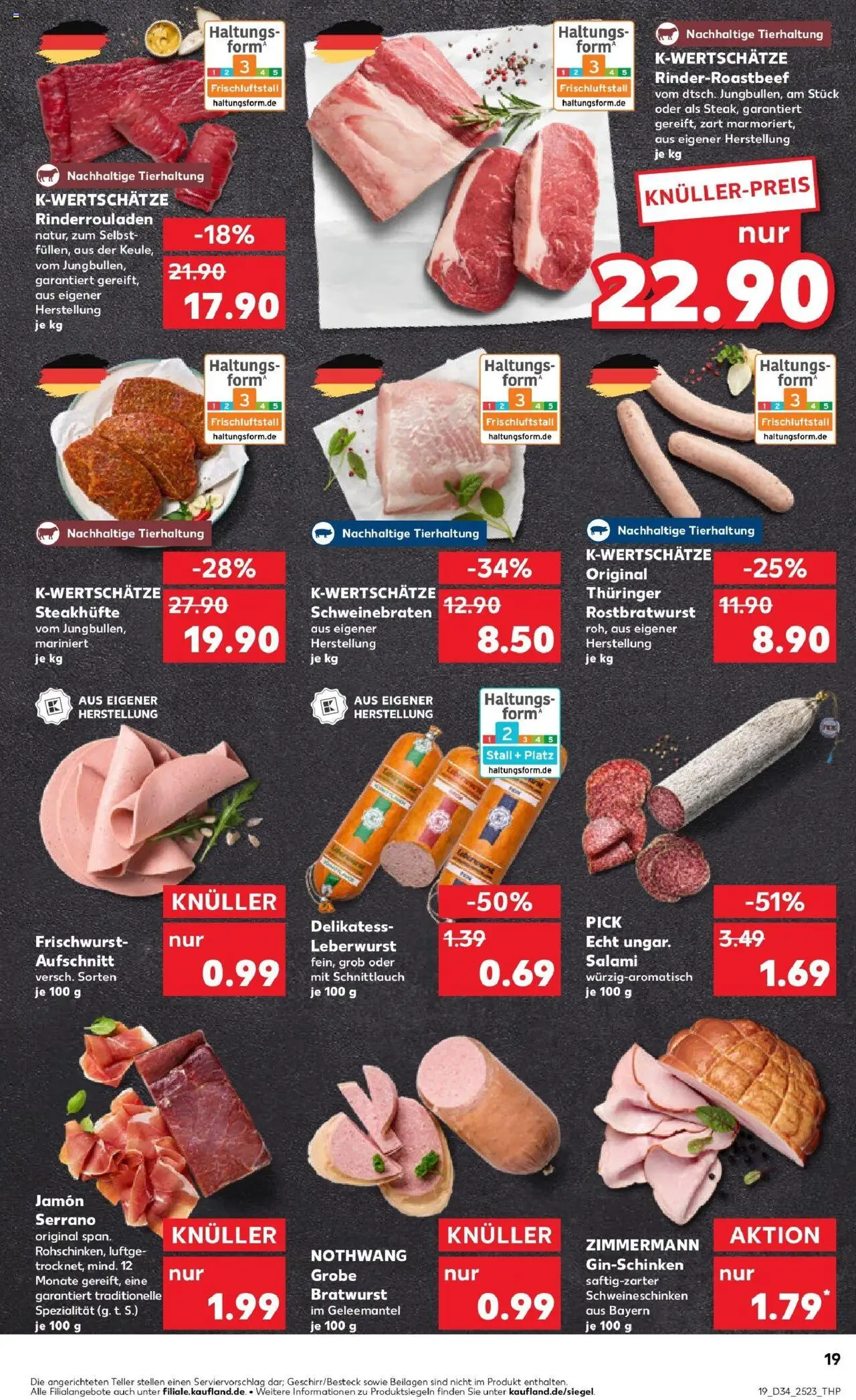 Kaufland prospekt Oppenheim	 - gültig ab dem 21.08.2025 | Seite: 19 | Produkte: Rinderrouladen, Bratwurst, Salami