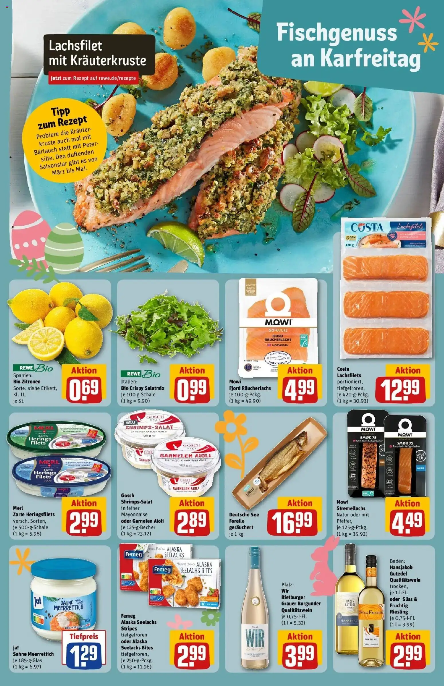 Rewe Prospekt Rees	 – gültig ab 30.03.2026 | Seite: 21 | Produkte: Räucherlachs, Mayonnaise, Sahne, Zitronen