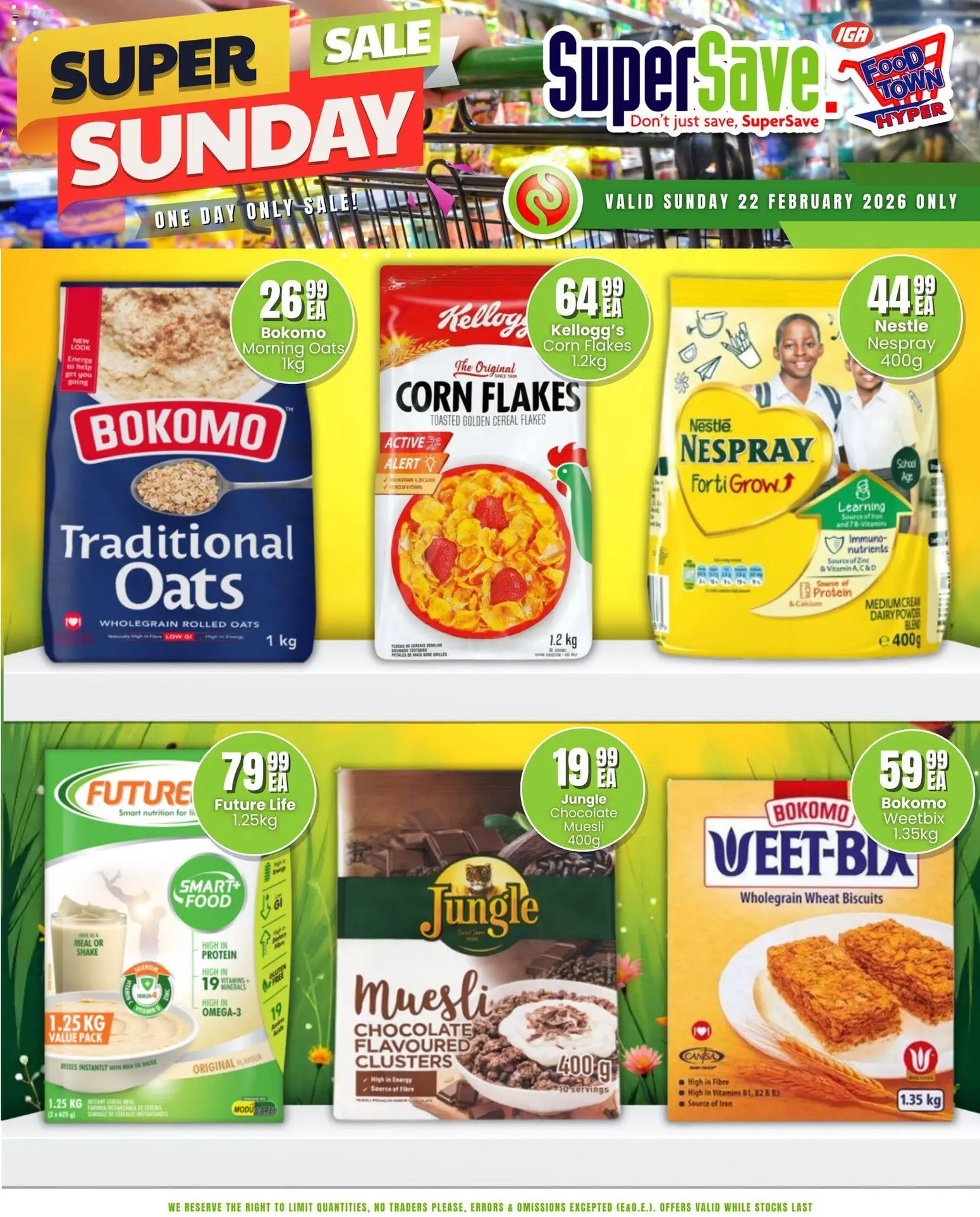 New Super Save catalogue – valid from 22.02.2026 | Page: 2 | Products: Corn, Milk, Chocolate, Flakes