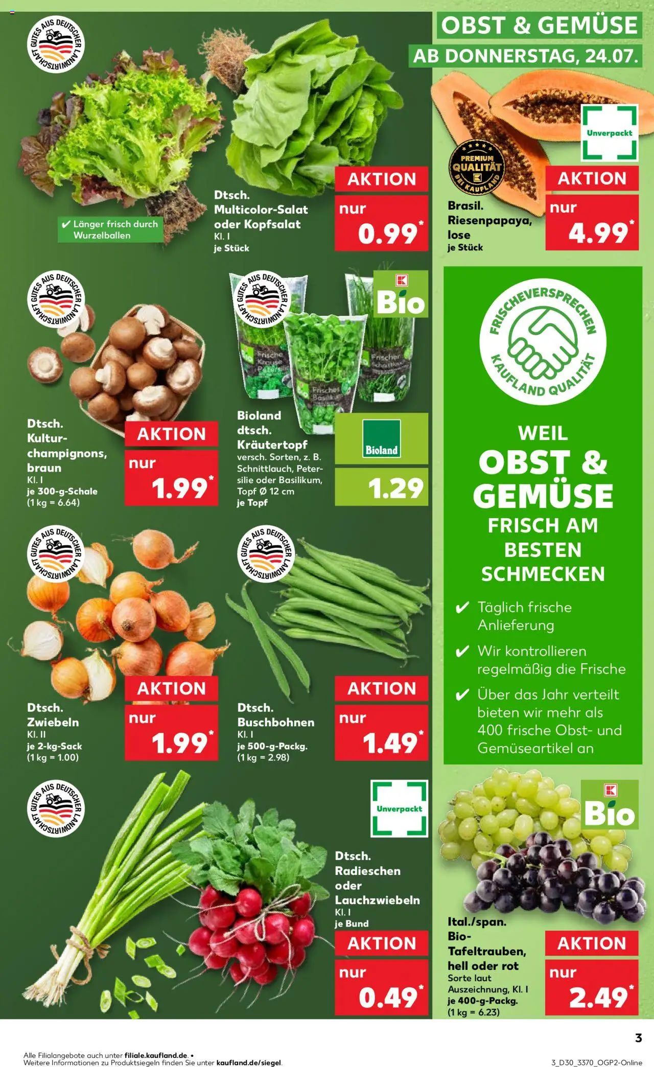 Kaufland Prospekt 	 - gültig ab dem 24.07.2025 | Seite: 3 | Produkte: Zwiebeln, Gemüse, Obst, Petersilie
