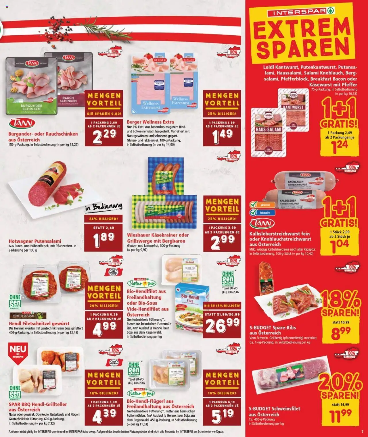 Interspar Flugblatt - Burgenland gültig ab 14.08.2025 | Seite: 7 | Produkte: Pfeffer, Knoblauch, Salami, Schweinefleisch