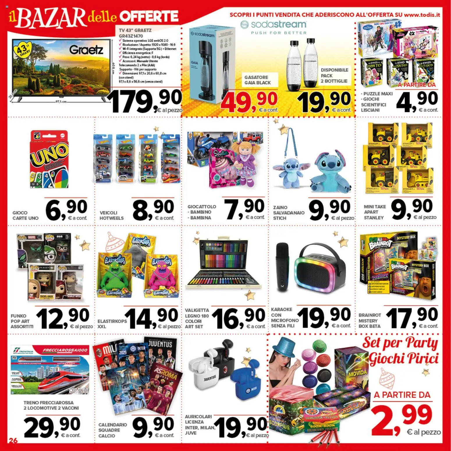 Volantino Todis del 11.12.2025 | Pagina: 26 | Prodotti: Telecomando, Zaino, Microfono, Valigetta