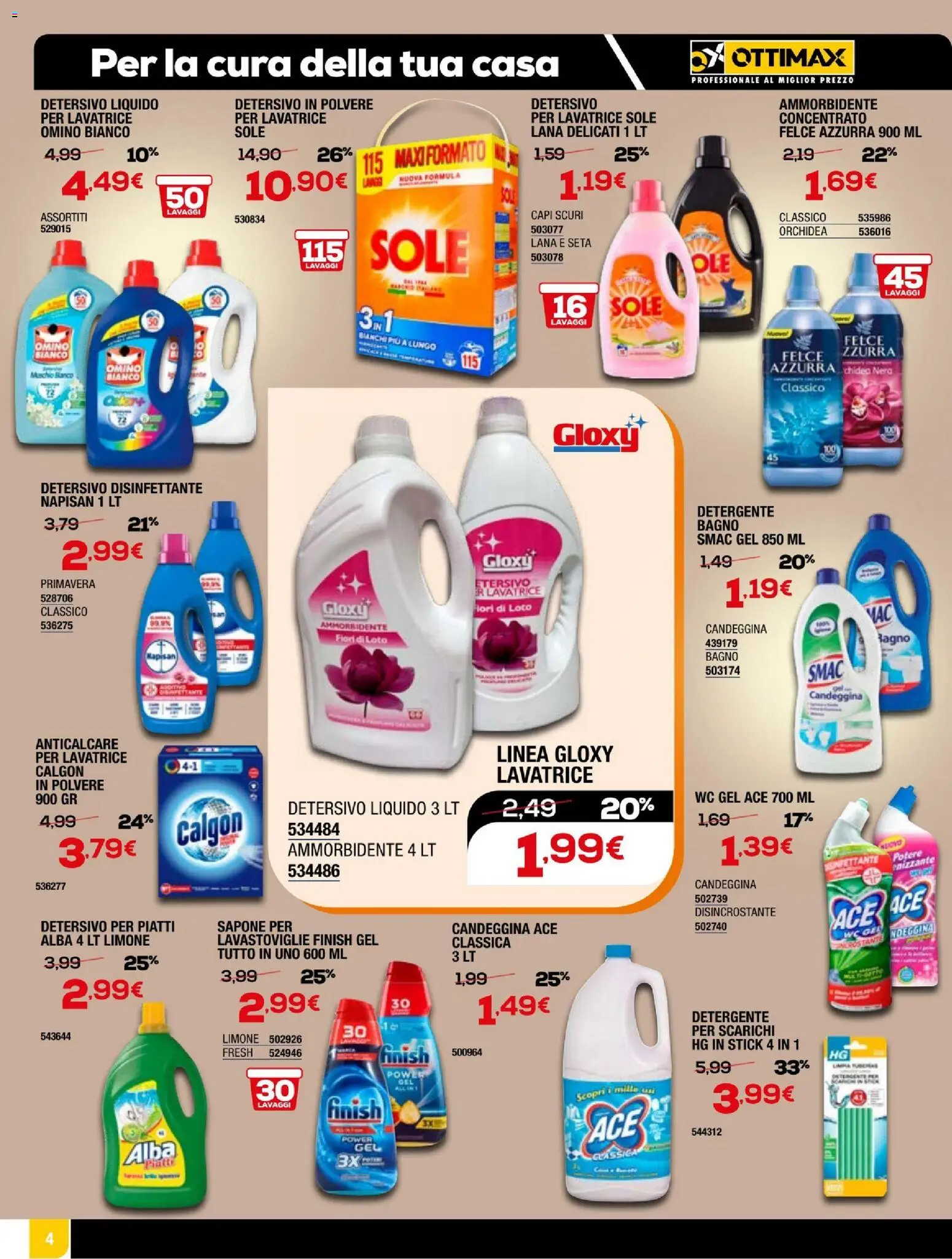Volantino Ottimax del 05.03.2026 | Pagina: 12 | Prodotti: Candeggina, Lavatrice, Lavastoviglie, Bagno