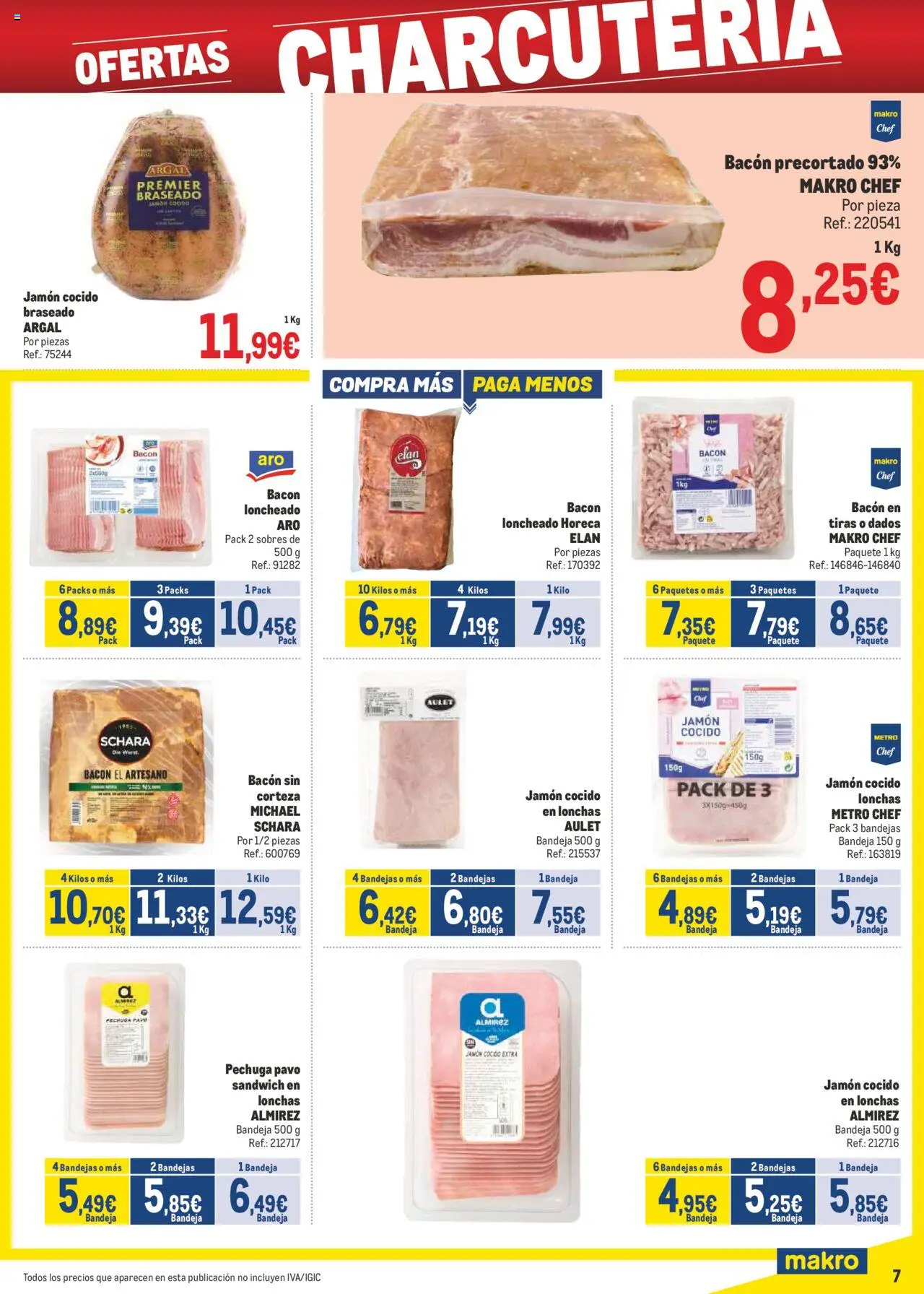 Makro - Precios Canarias │ válido desde el 04.08.2025 | Página: 7 | Productos: Jamón, Jamón cocido, Bandeja, Loncheado