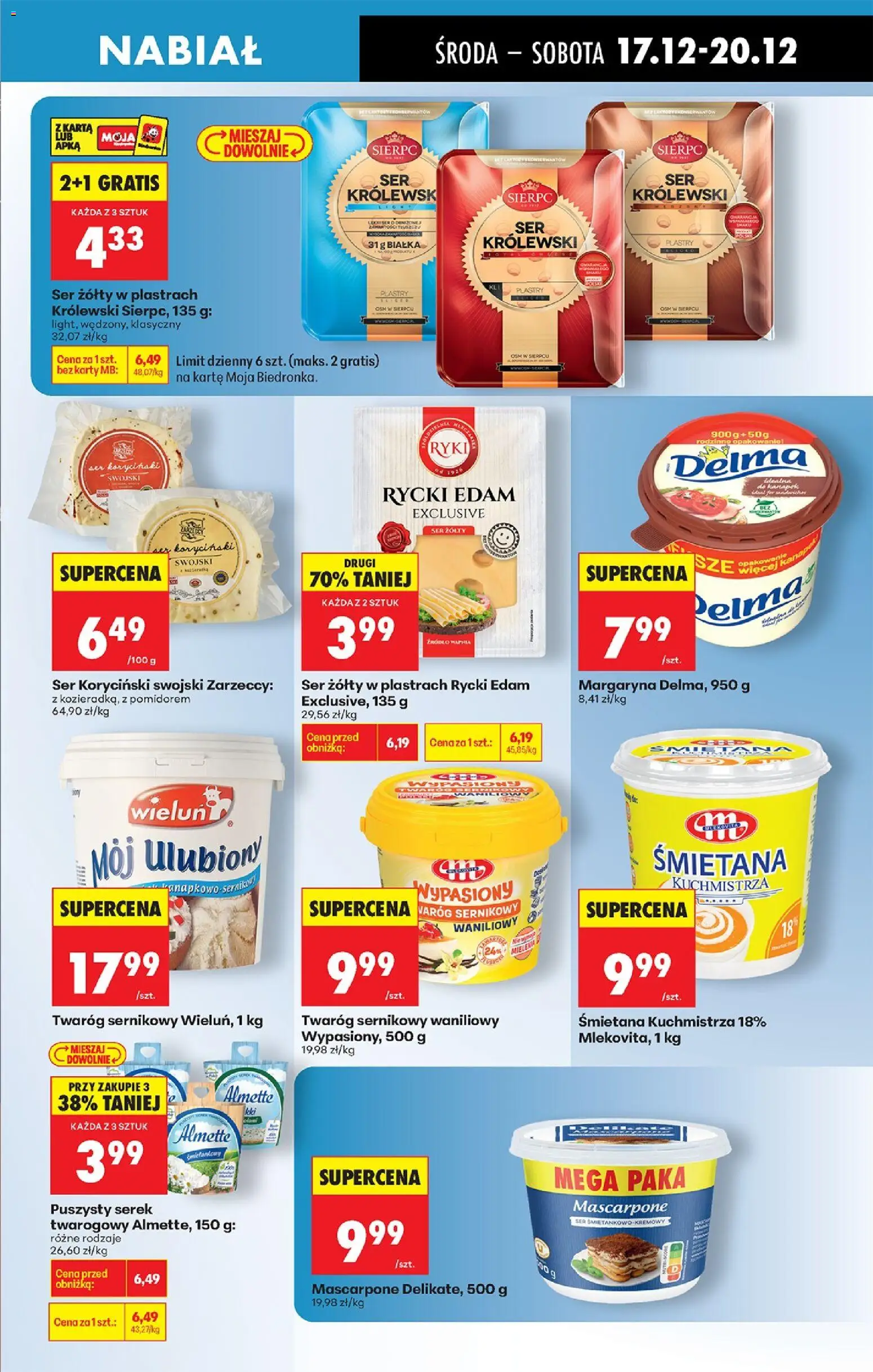 Biedronka gazetka - Oferta w tym tygodniu od 17.12.2025 | Strona: 49 | Produkty: Mascarpone, Margaryna, Ser, Twaróg
