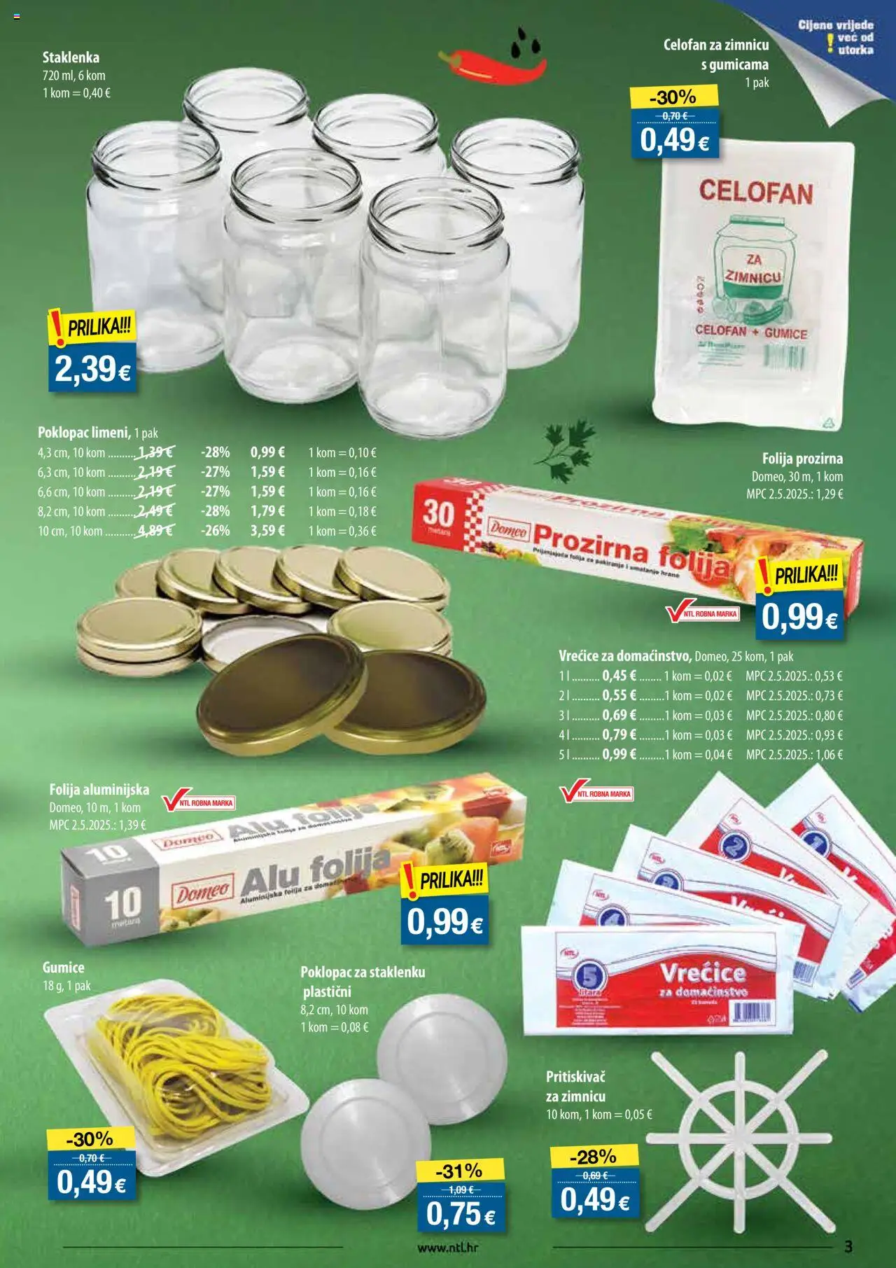 NTL katalog | vrijedi od 06.08.2025 | Stranica: 3 | Proizvodi: Celofan, Gumice