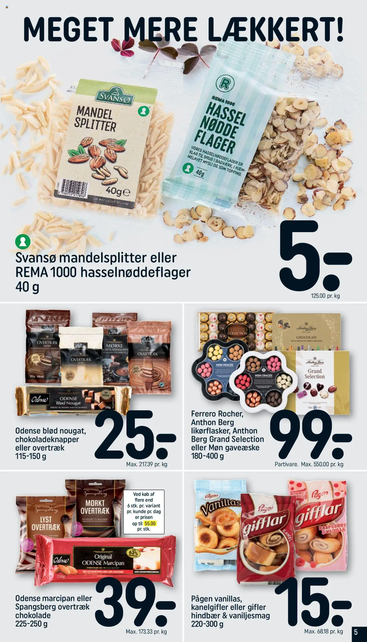 Rema 1000 tilbudsavis – gyldig fra 28.09.2025 | Side: 5 | Produkter: Chokolade, Hindbær, Marcipan, Flager