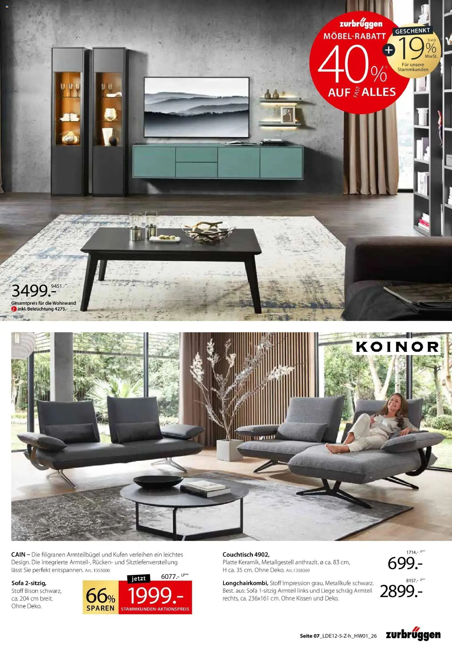 Zurbrüggen - Zurbrüggen: Ihr Einrichtungshaus der Extraklasse – gültig ab 18.01.2026 | Seite: 11 | Produkte: Wohnwand, Kissen, Couchtisch, Liege