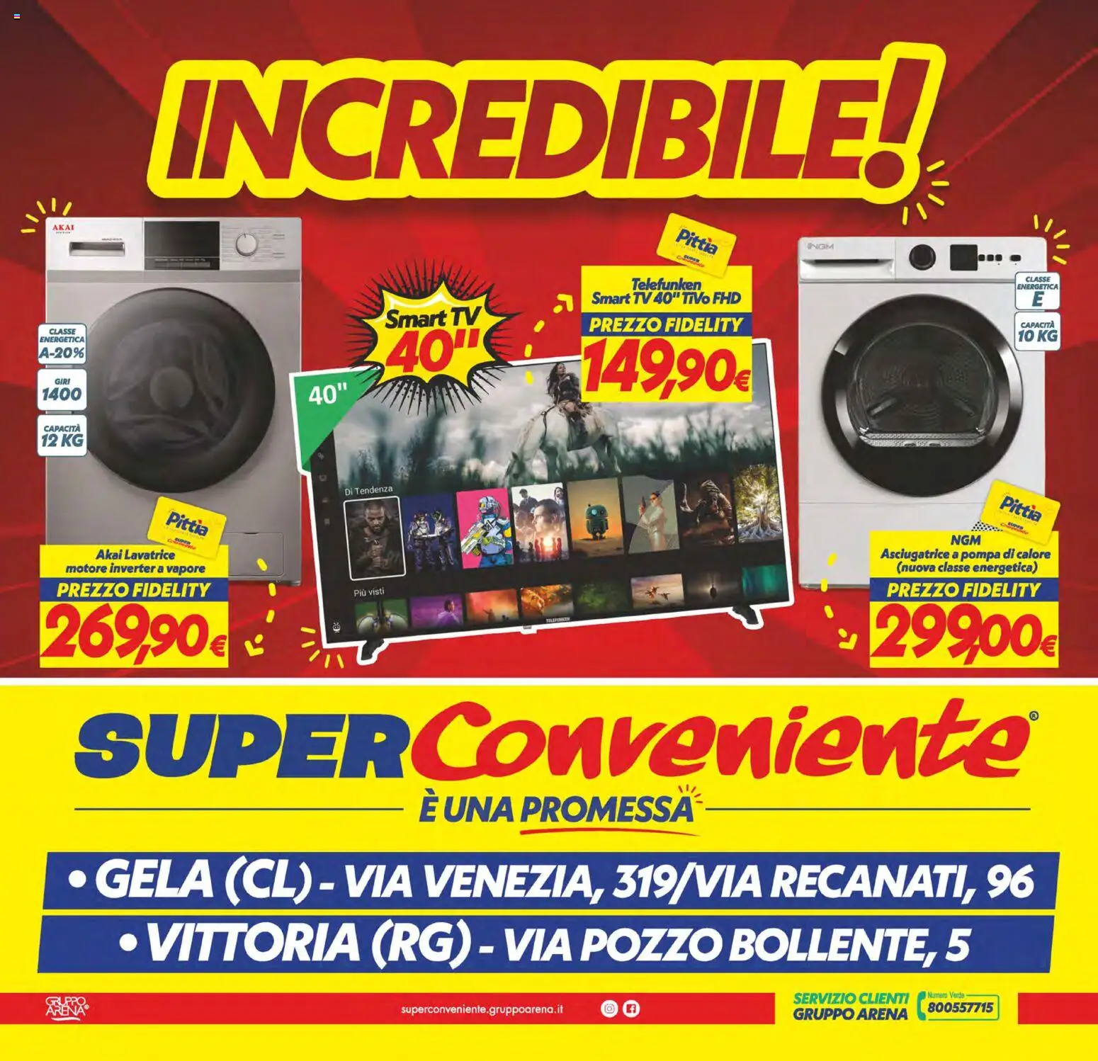 Volantino SuperConveniente del 13.02.2026 | Pagina: 24 | Prodotti: smart TV, Lavatrice, Asciugatrice, TV