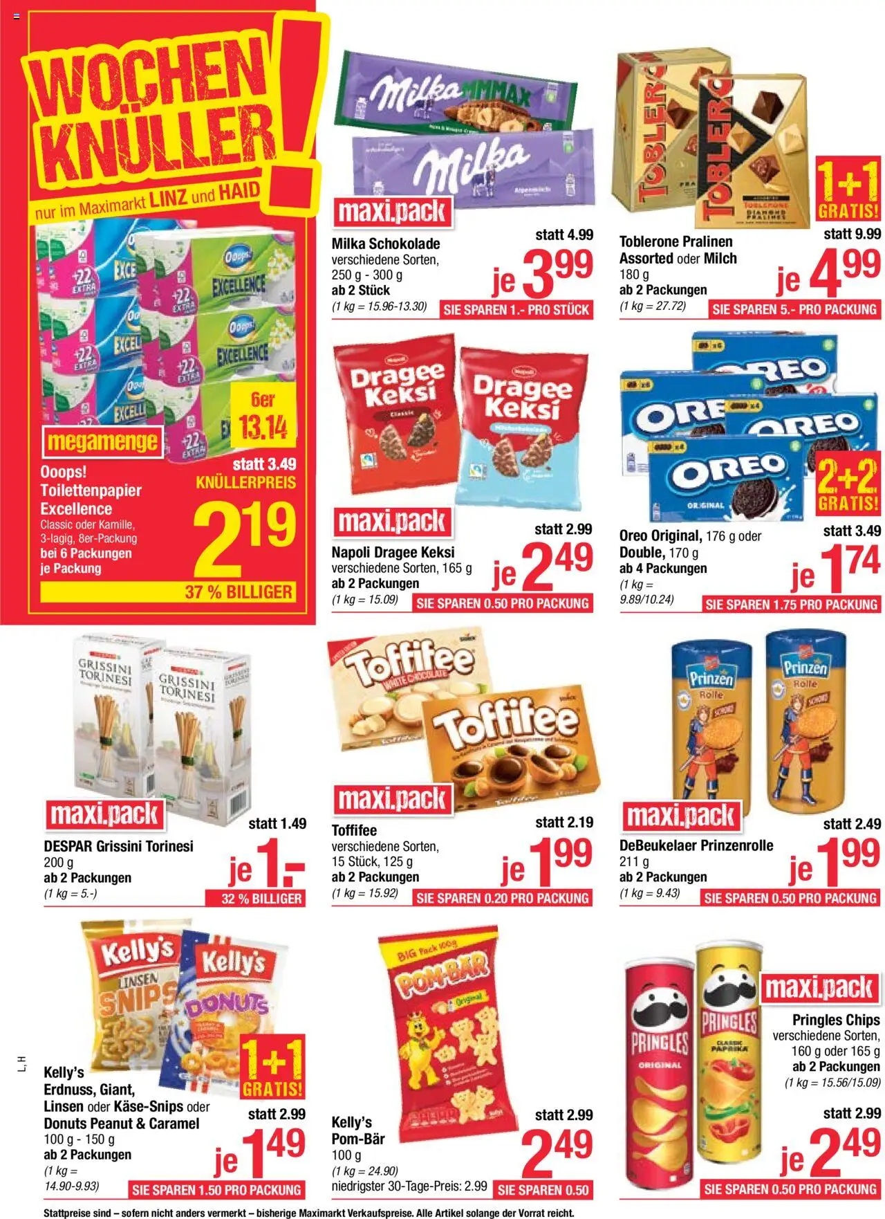 Maximarkt Flugblatt gültig ab 08.09.2025 | Seite: 8 | Produkte: Chips, Milch, Schokolade