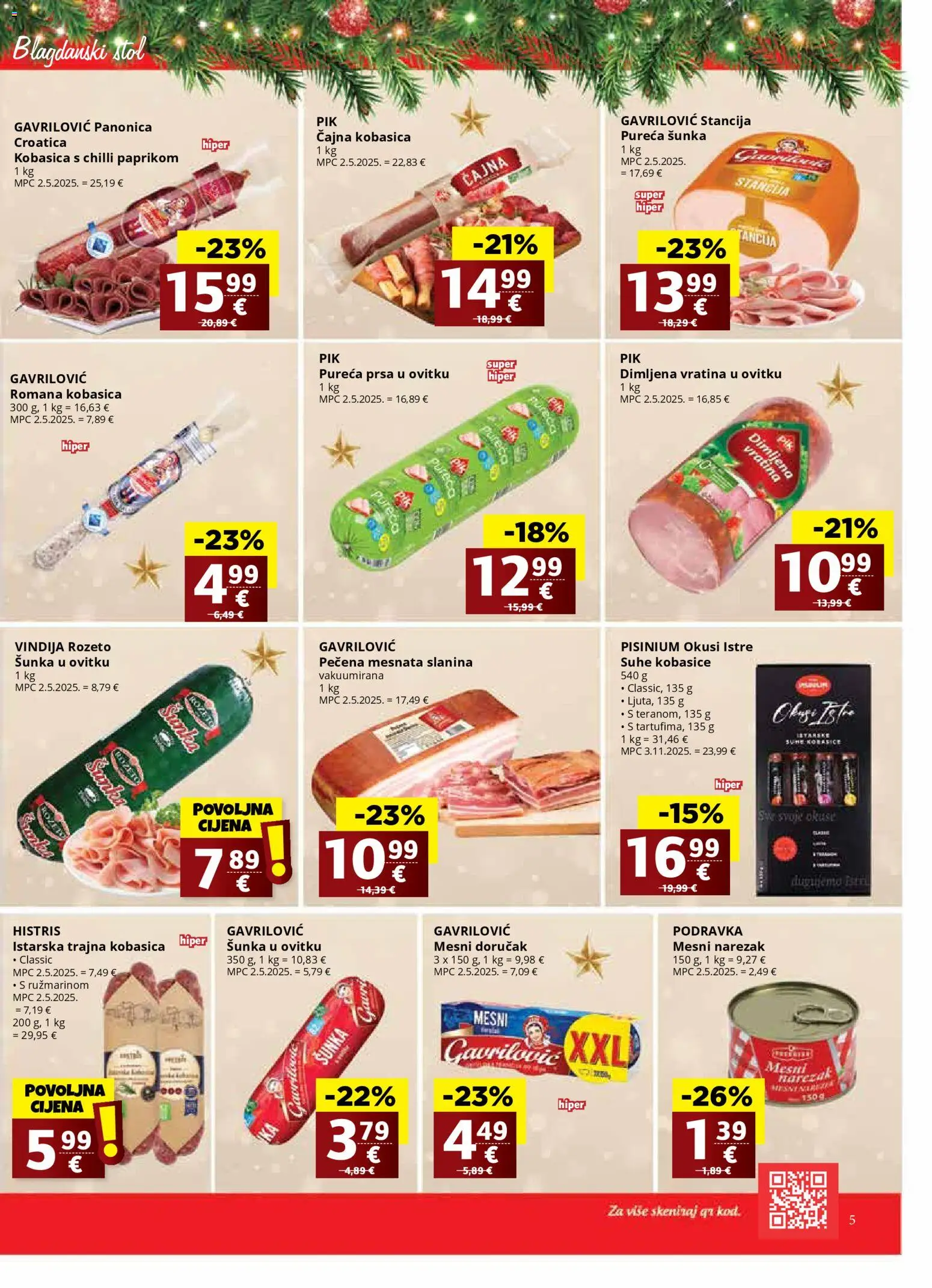 Ribola katalog | vrijedi od 17.12.2025 | Stranica: 5 | Proizvodi: Šunka, Slanina, Mesni doručak, Kobasica