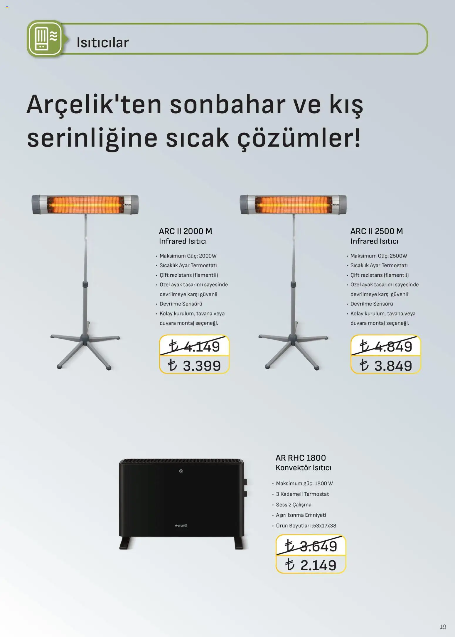 Arçelik - İklimlendirme Kataloğu - 16.03.2026 tarihinden itibaren geçerlidir | Sayfa: 19