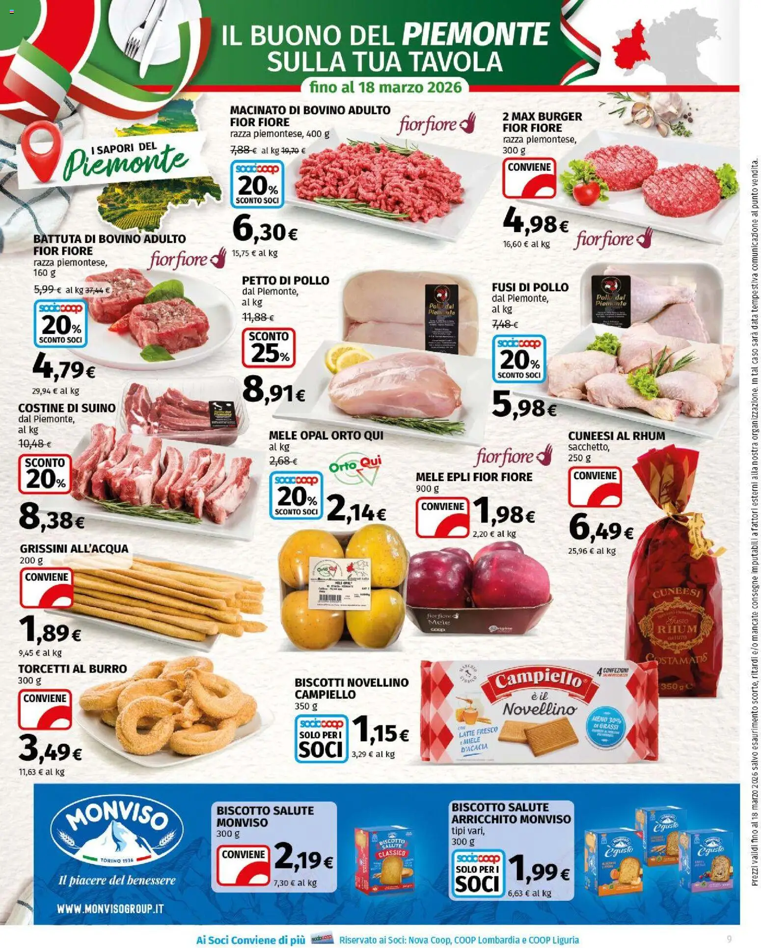 Volantino COOP del 05.03.2026 | Pagina: 9 | Prodotti: Mele, Latte, Data, Macinato