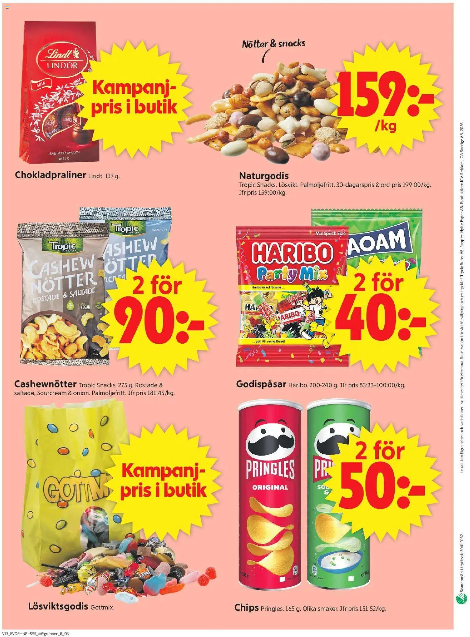 ICA Supermarket reklamblad aktuell från 23.03.2026 | Sida: 18 | Produkter: Cashewnötter, Chips, Papper, Nötter
