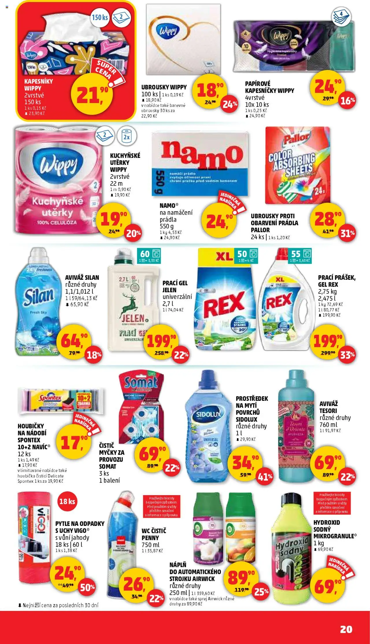 Penny Market leták - Čtvrtečník od 09.10.2025 | Strana: 20 | Produkty: Prací gel, Jelen, Ubrousky, Wc