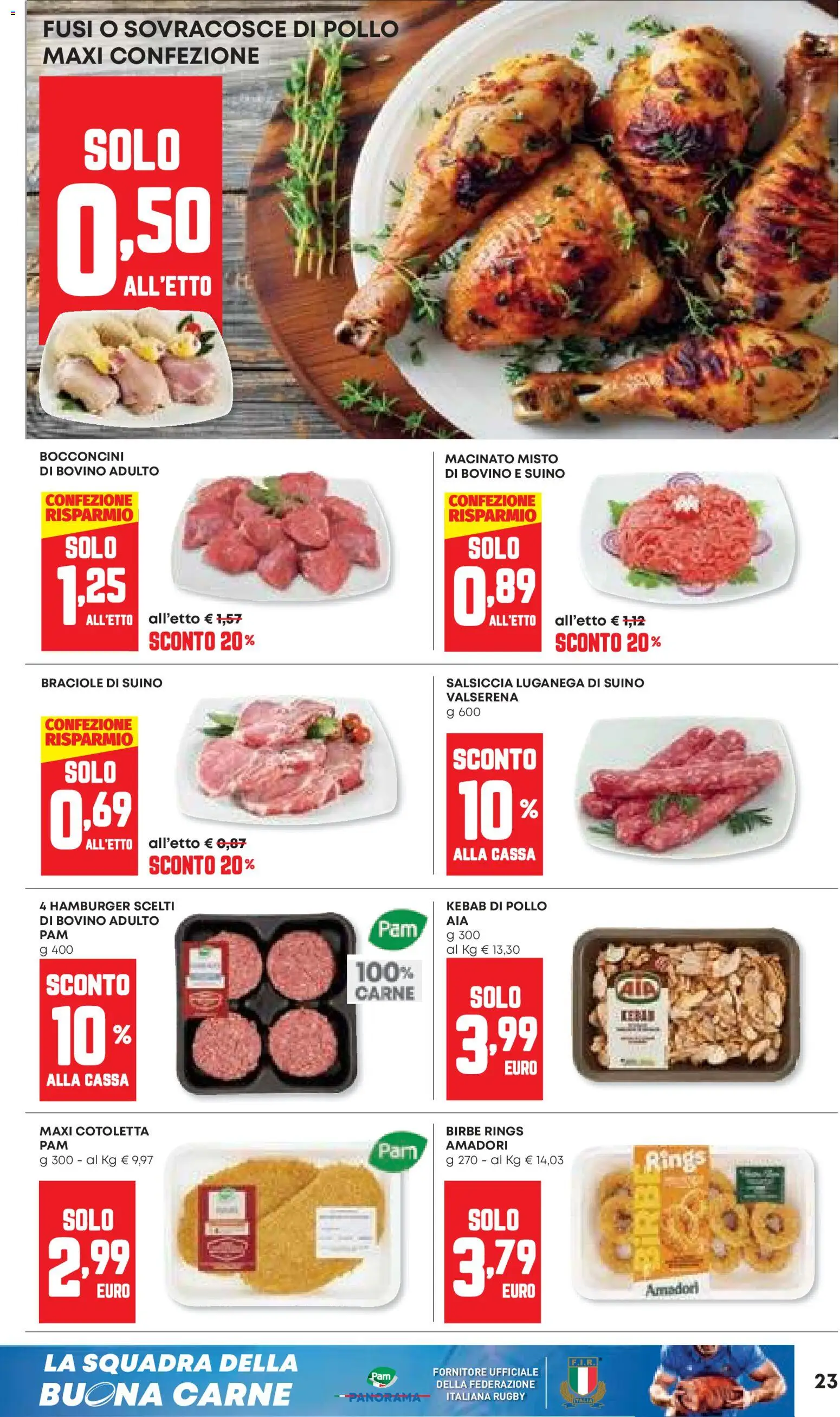 Volantino Panorama del 06.11.2025 | Pagina: 23 | Prodotti: Pollo, Suino, Salsiccia, Hamburger