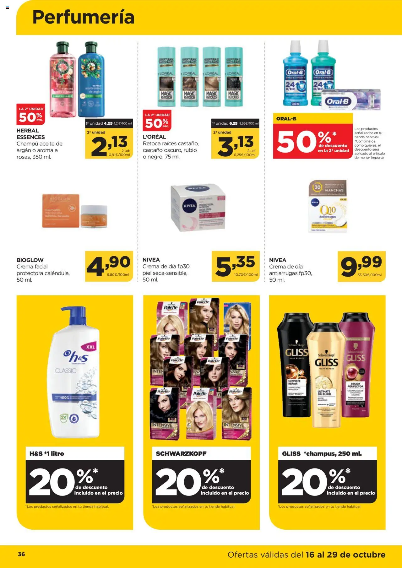Alimerka folleto Asturias │ válido desde el 16.10.2025 | Página: 36 | Productos: Champú, Aceite, Crema, Crema de día