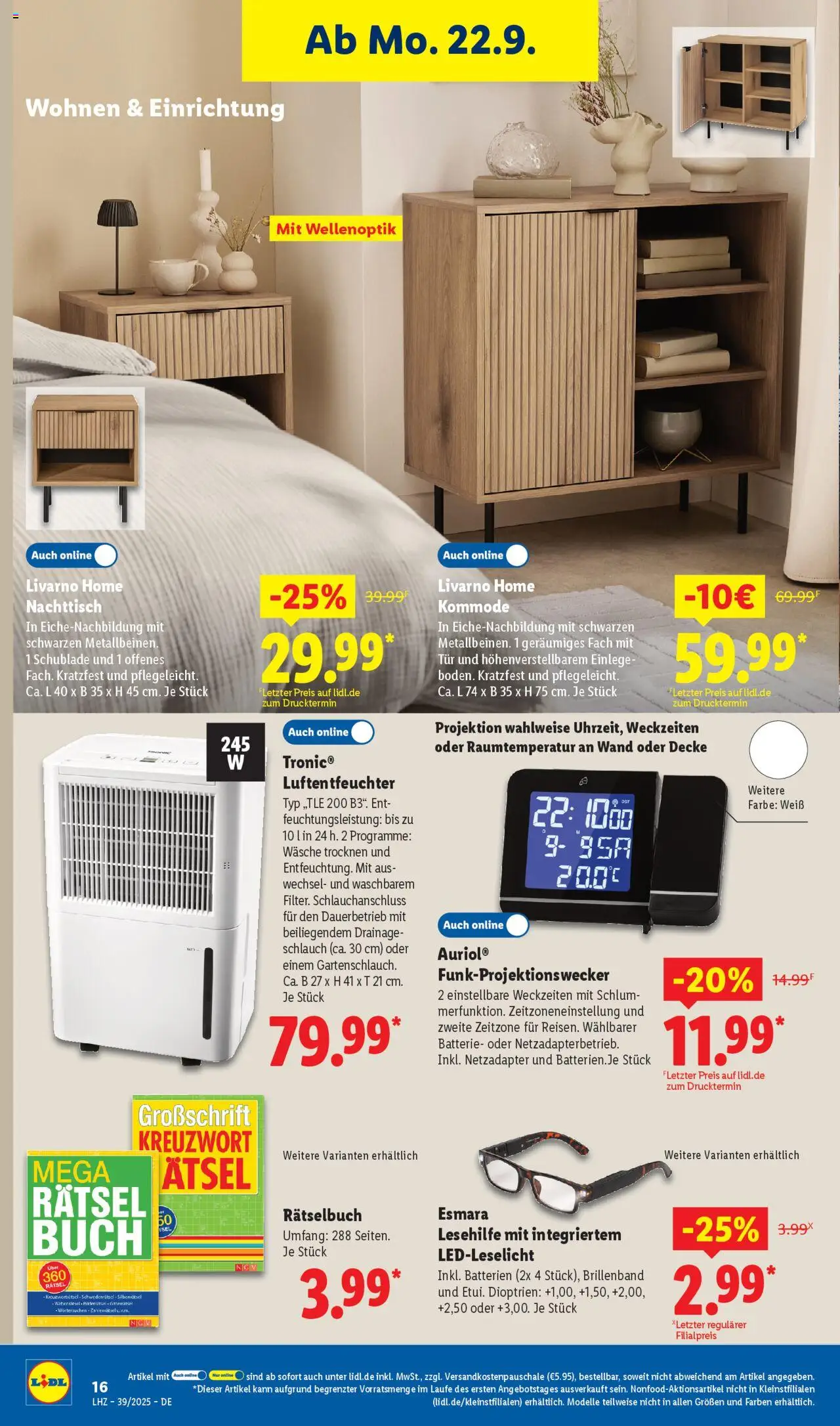 Lidl Prospekt Aarbergen – gültig ab 22.09.2025 | Seite: 12 | Produkte: Decke, Batterien, Nachttisch, Batterie