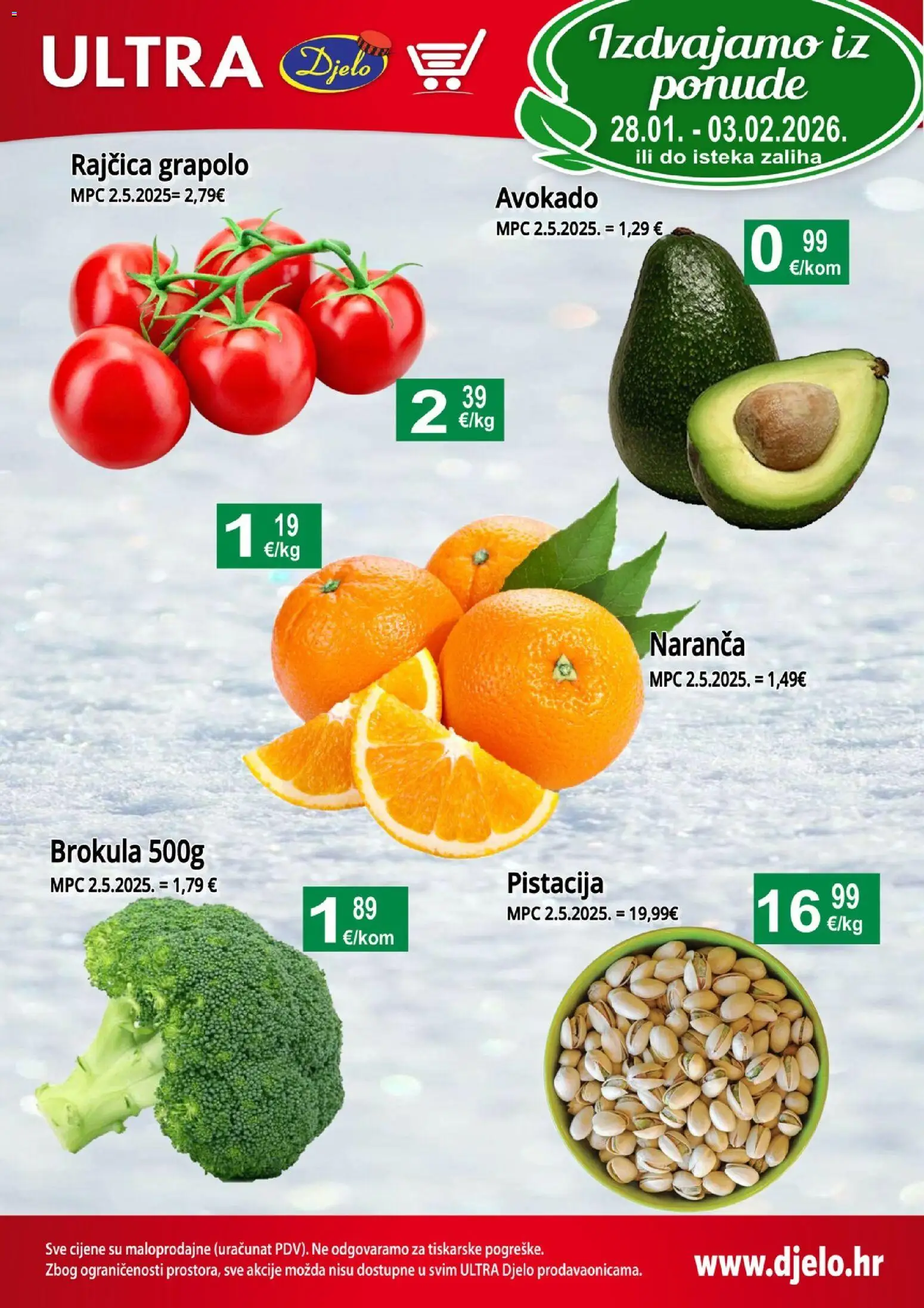 Djelo katalog | vrijedi od 28.01.2026 | Stranica: 1 | Proizvodi: Brokula, Avokado, Rajčica