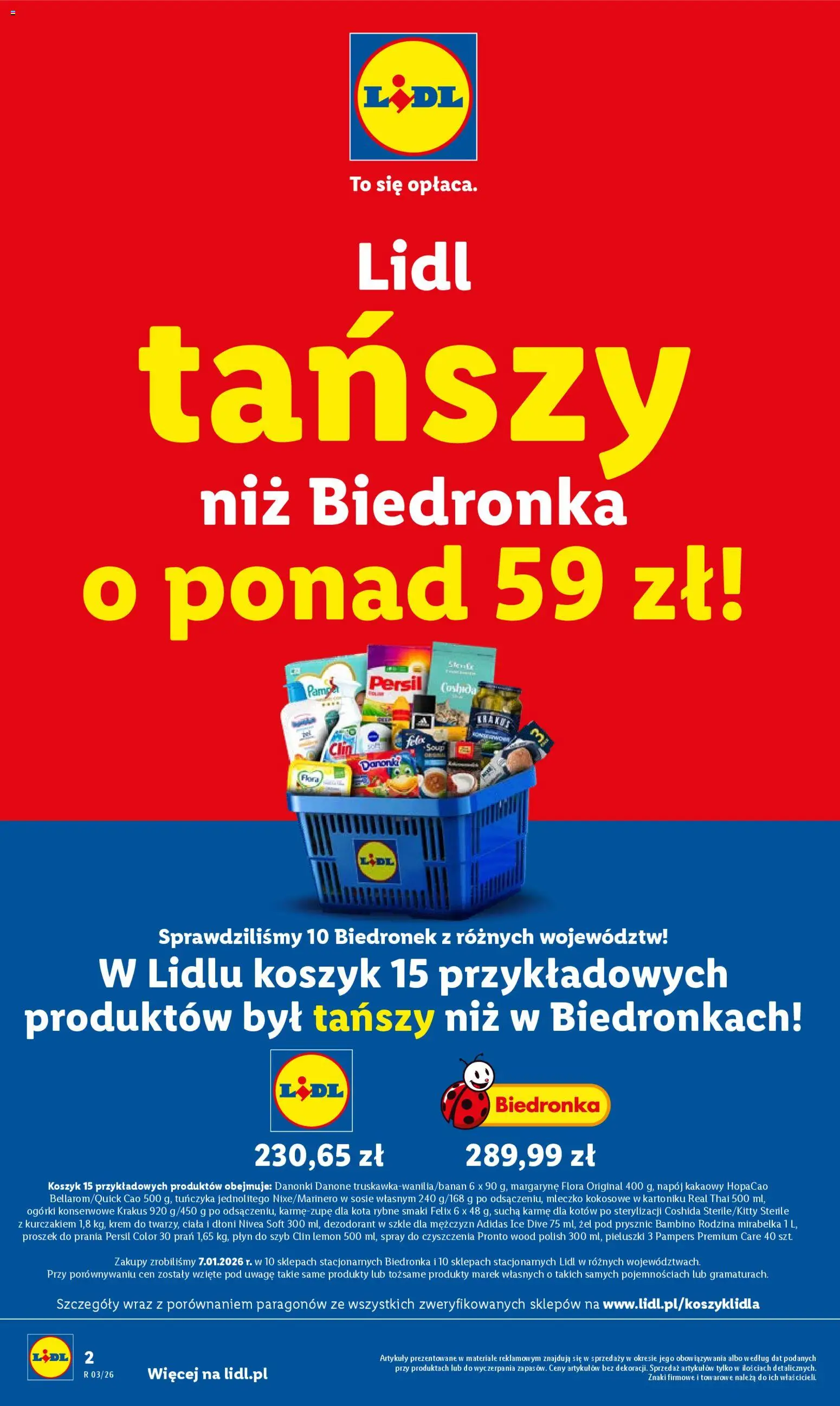 Lidl Gazetka od 15.01.2026 | Strona: 2 | Produkty: Pampers, Tuńczyk, Prysznic, Proszek do prania Persil
