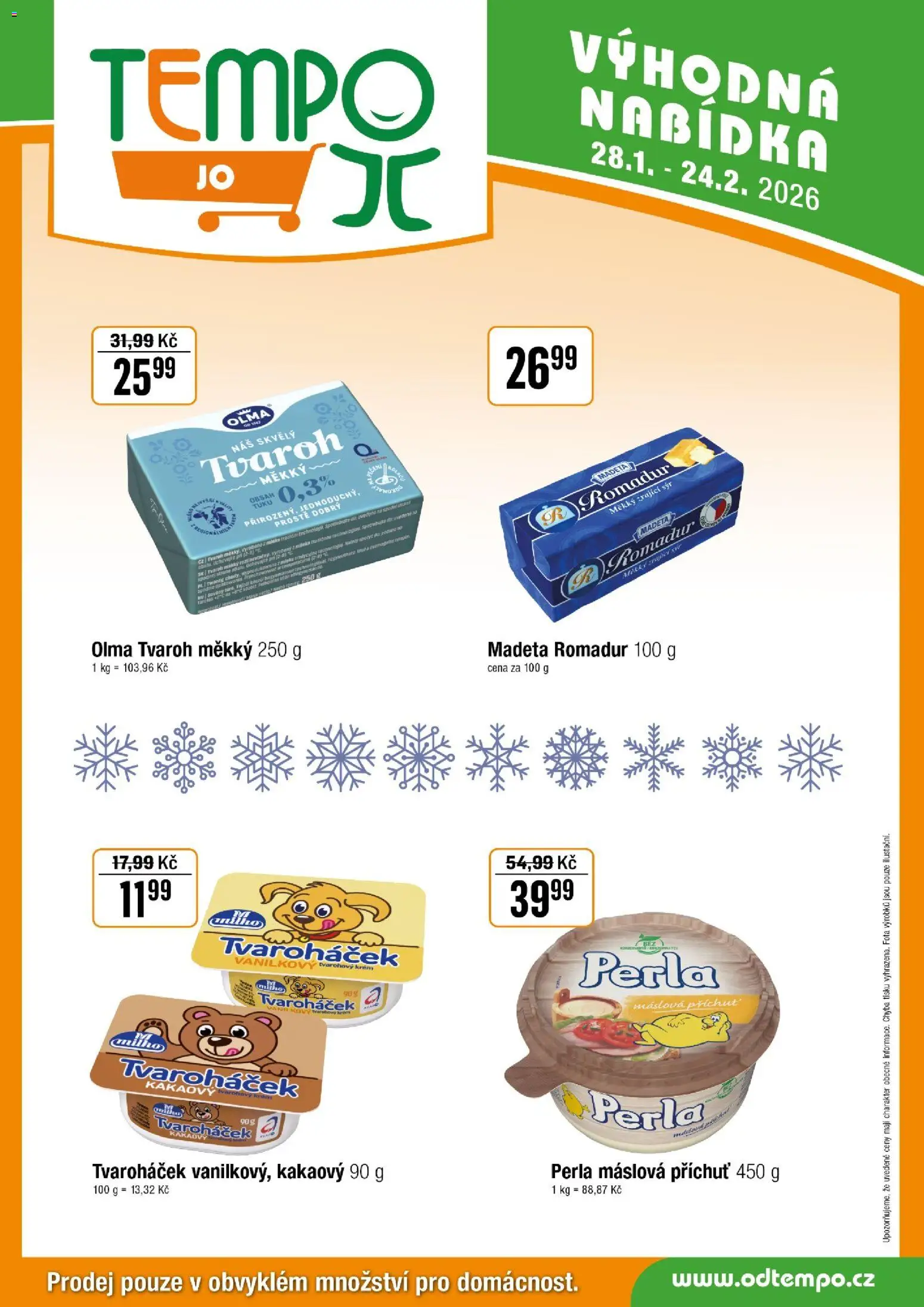 Tempo leták - JO od 28.01.2026 | Strana: 4 | Produkty: Sýr, Tvaroh, Perla, Tvaroháček