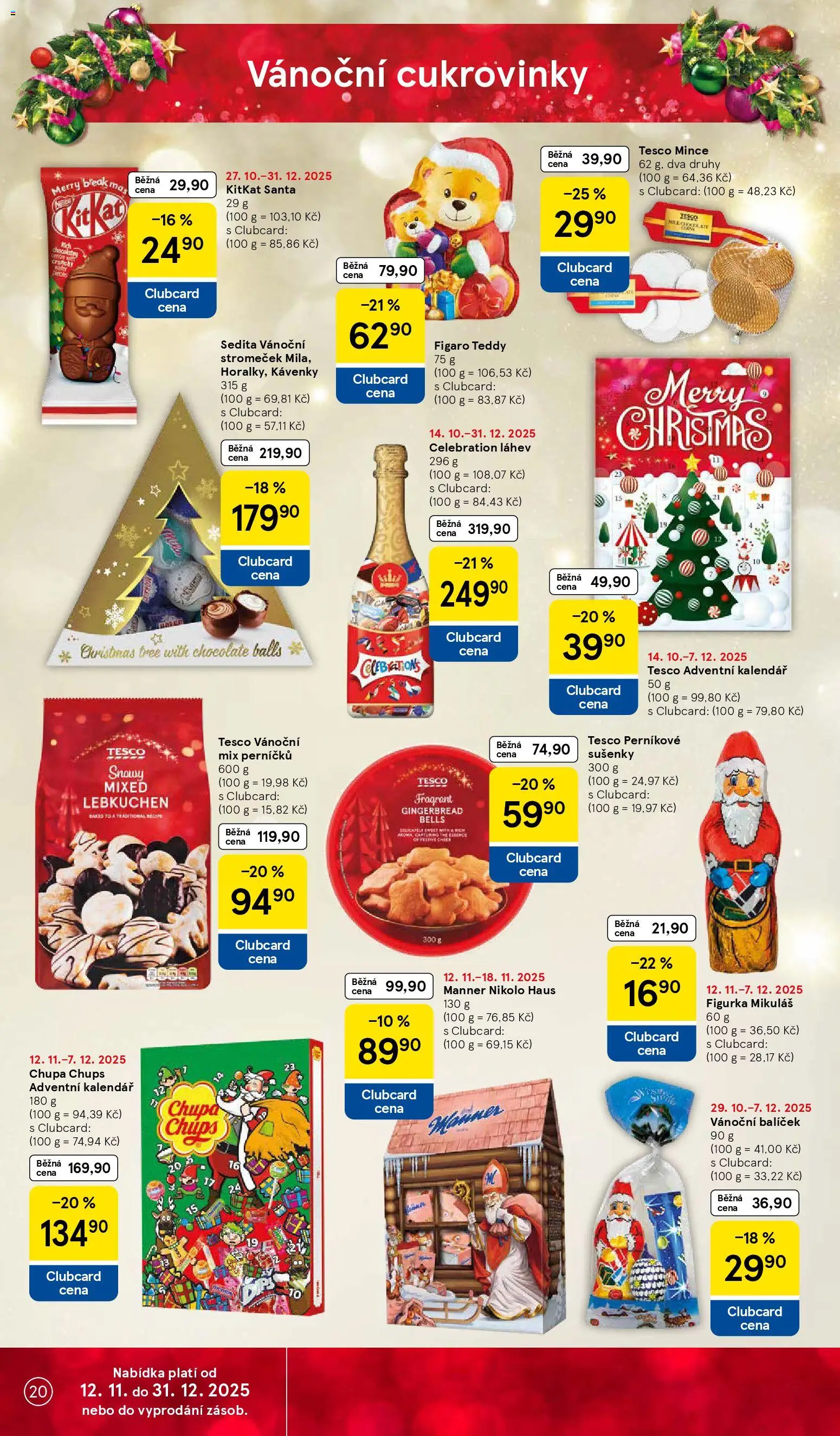 Tesco leták - Hypermarket od 12.11.2025 | Strana: 20 | Produkty: Adventní kalendář, Kalendář, Láhev, Sušenky