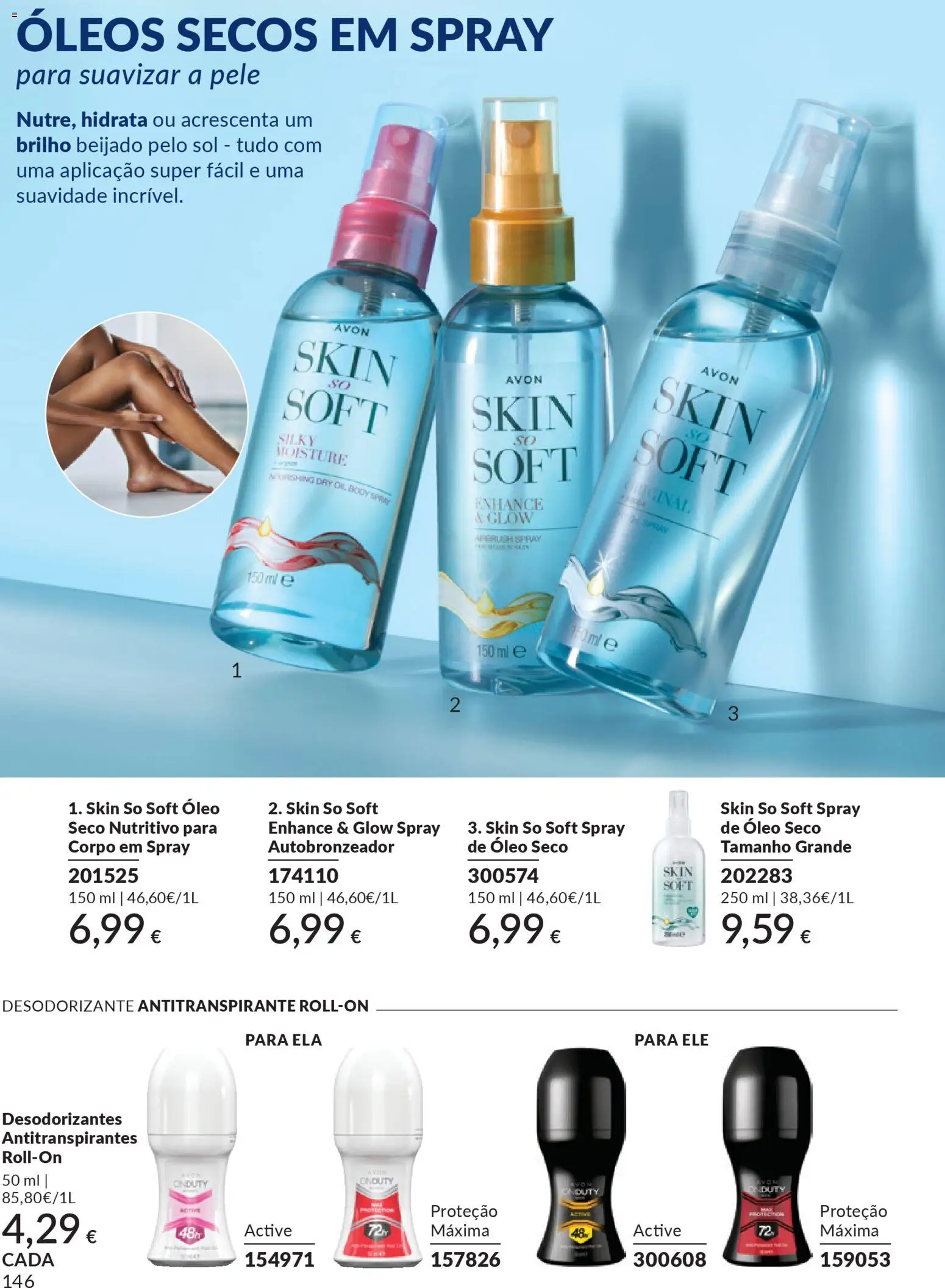 Catálogo Avon Campanha 3 │ válido de 01.03.2026 | Página: 166 | Produtos: Autobronzeador, Desodorizante, Antitranspirante, Óleo